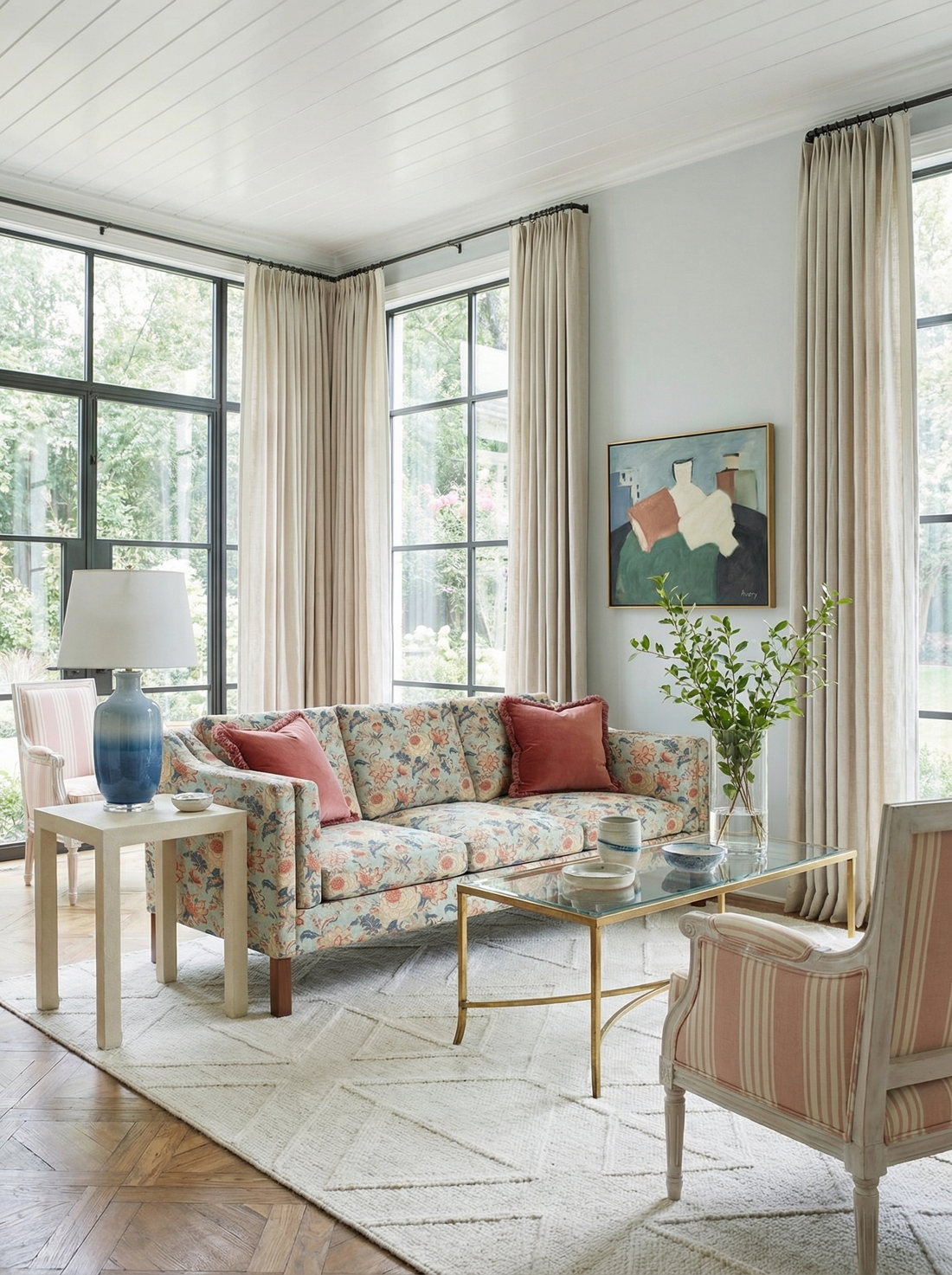 How to Build a Room Color Palette Around a Floral Sofa