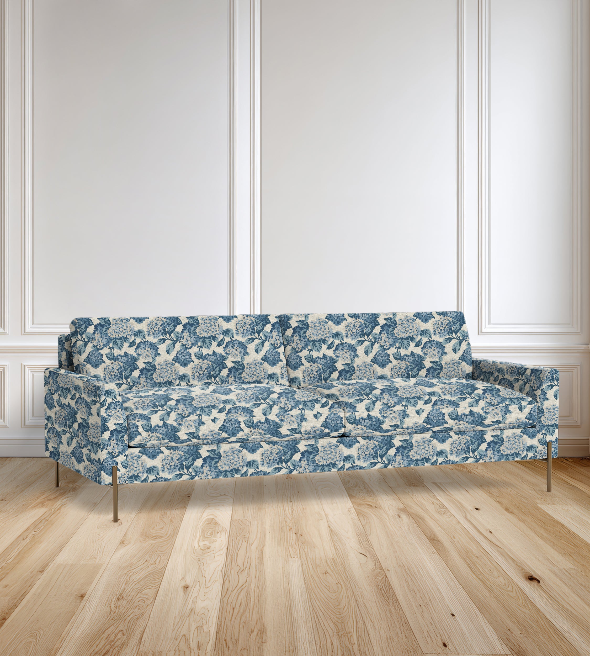 90" Granada Floral Sofa With Brass Legs