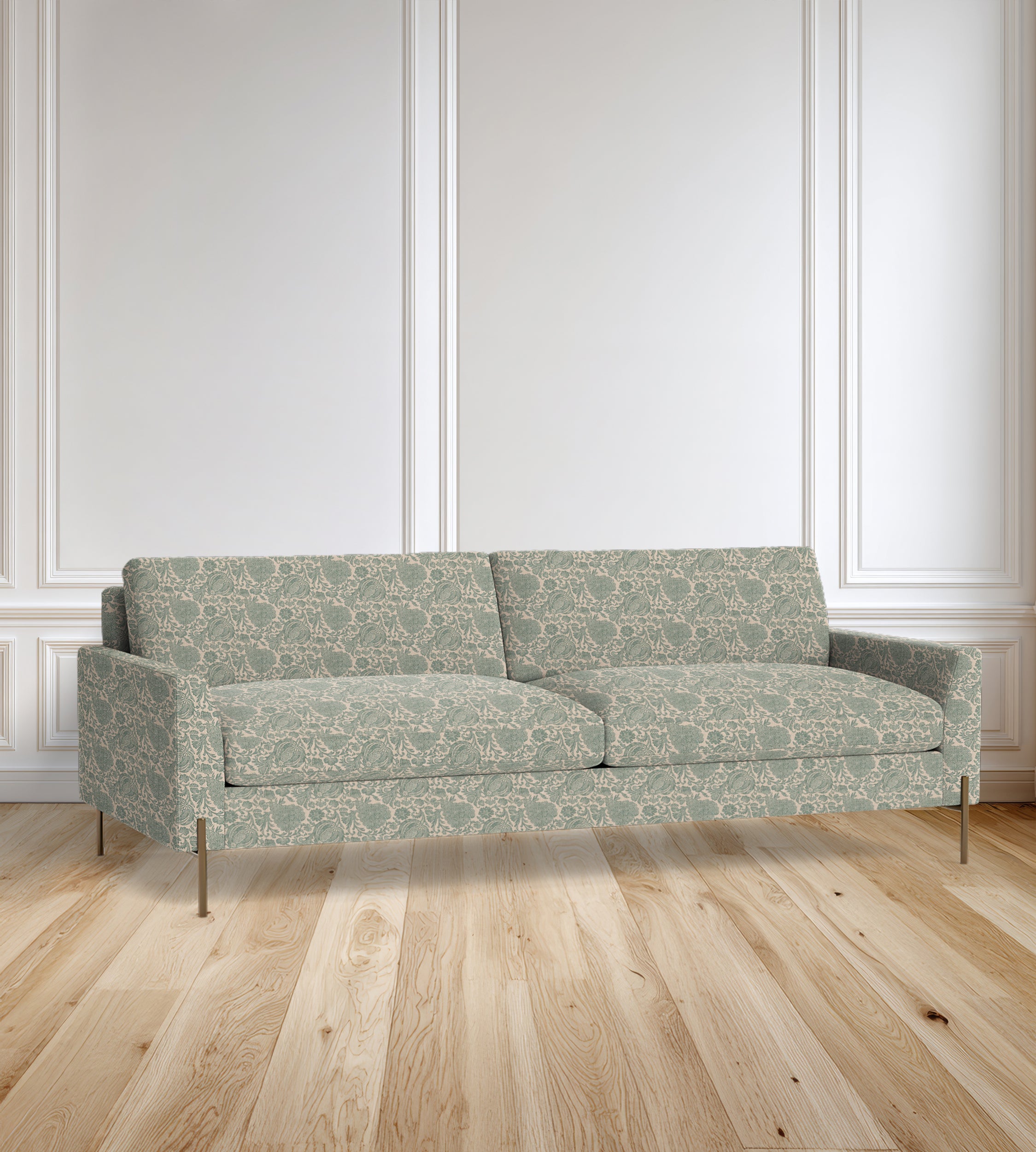 90" Granada Floral Sofa With Brass Legs