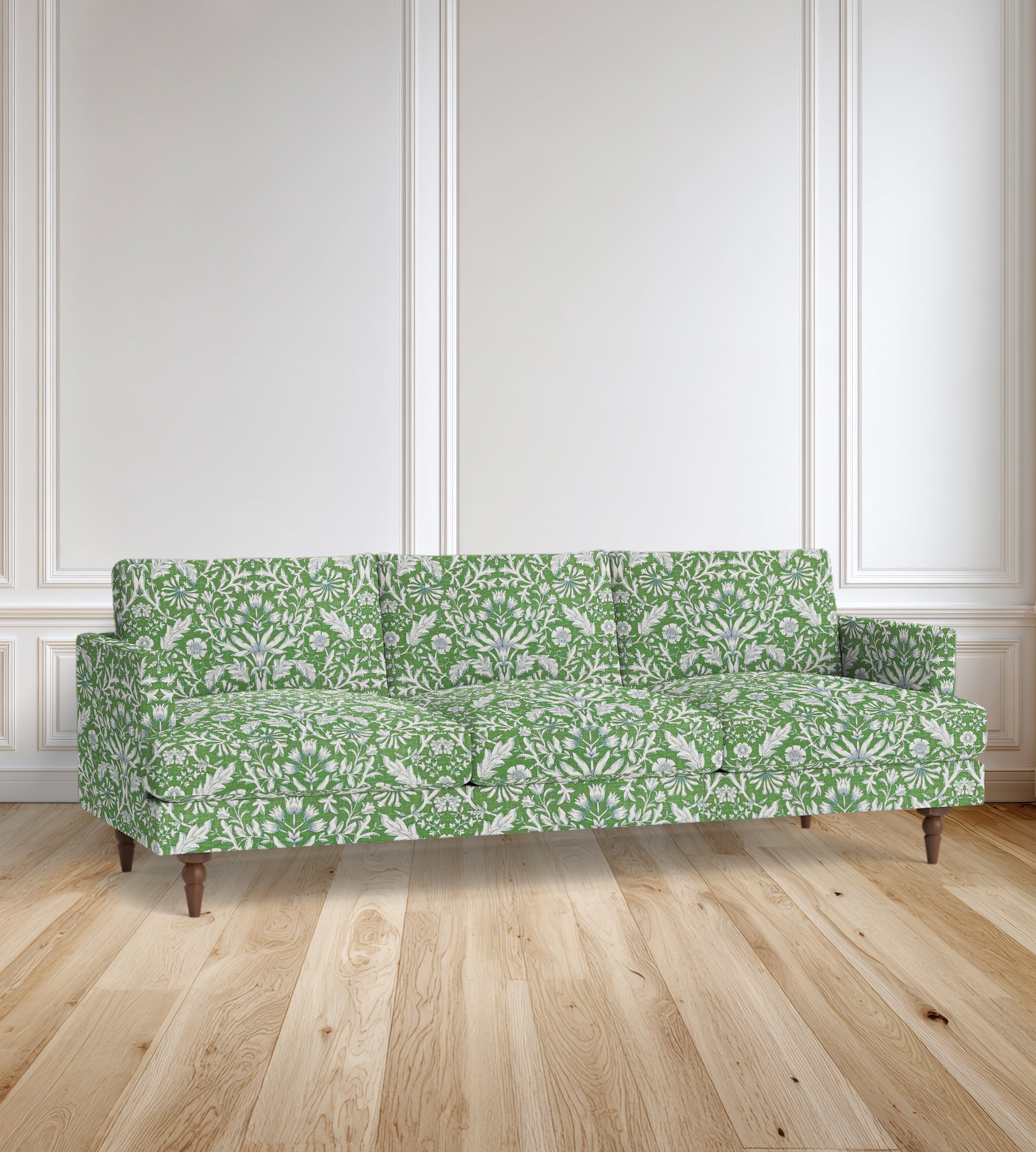 90" Avignon Floral Sofa With Turned Legs