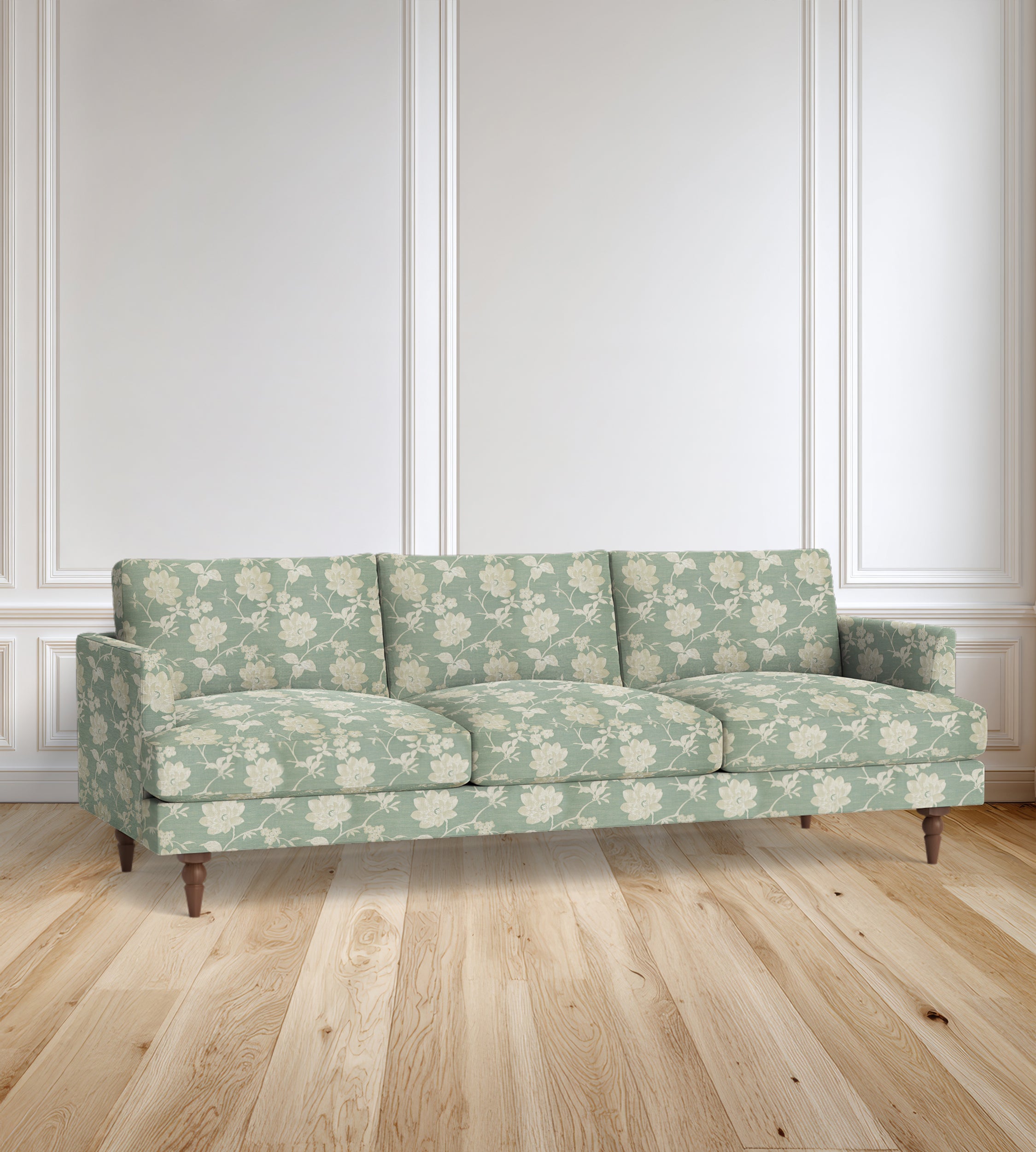 90" Avignon Floral Sofa With Turned Legs