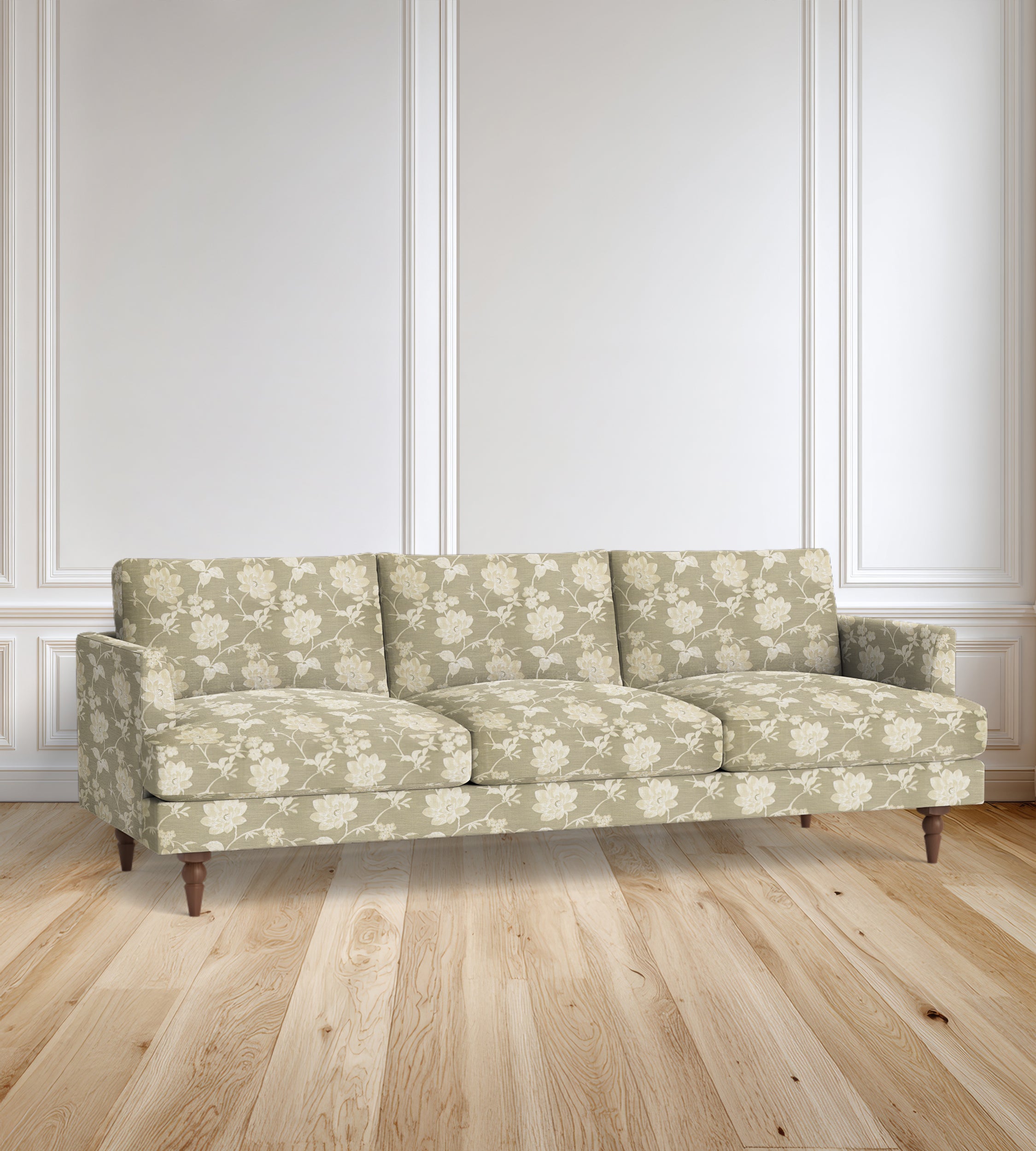 90" Avignon Floral Sofa With Turned Legs