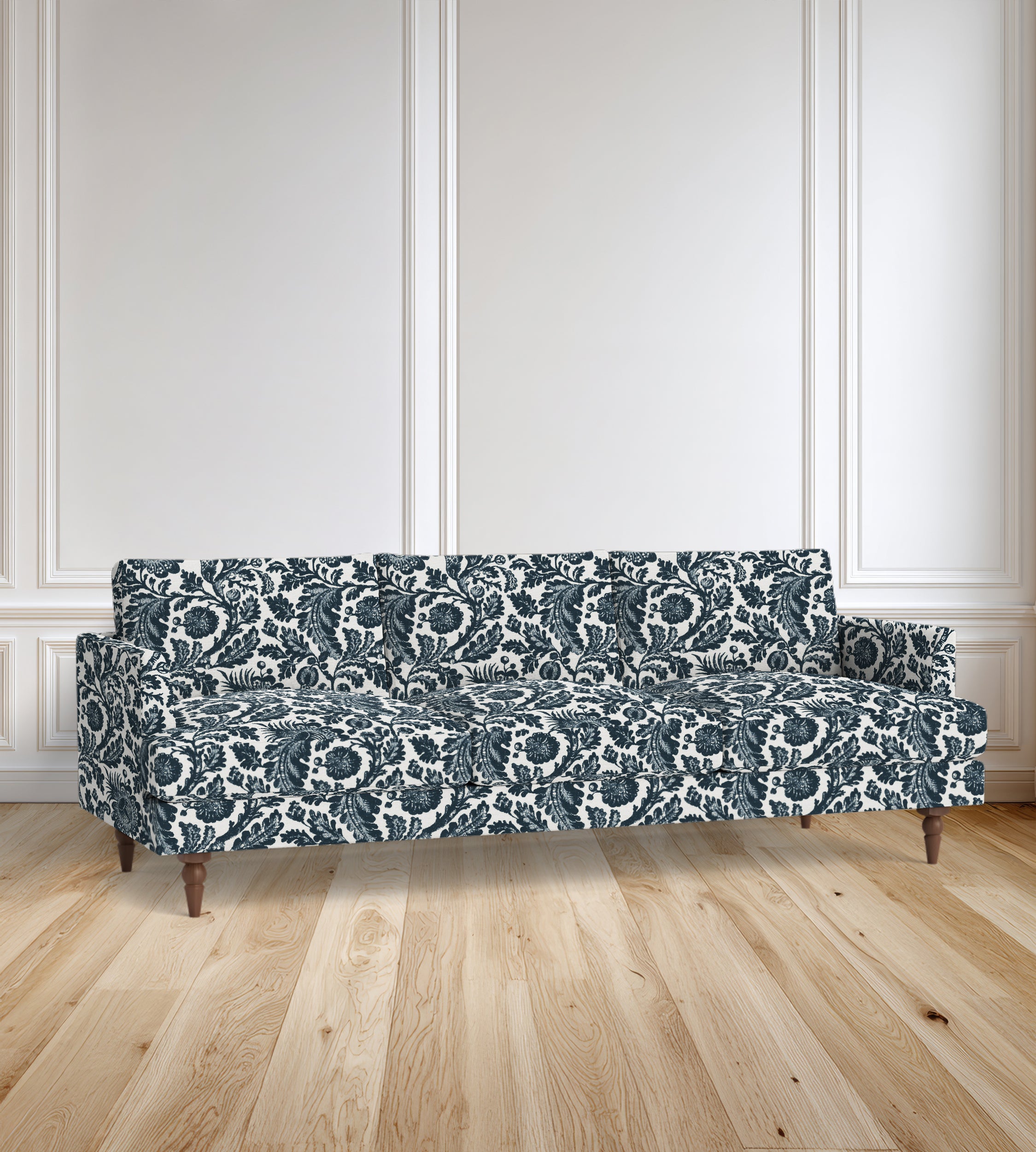 90" Avignon Floral Sofa With Turned Legs