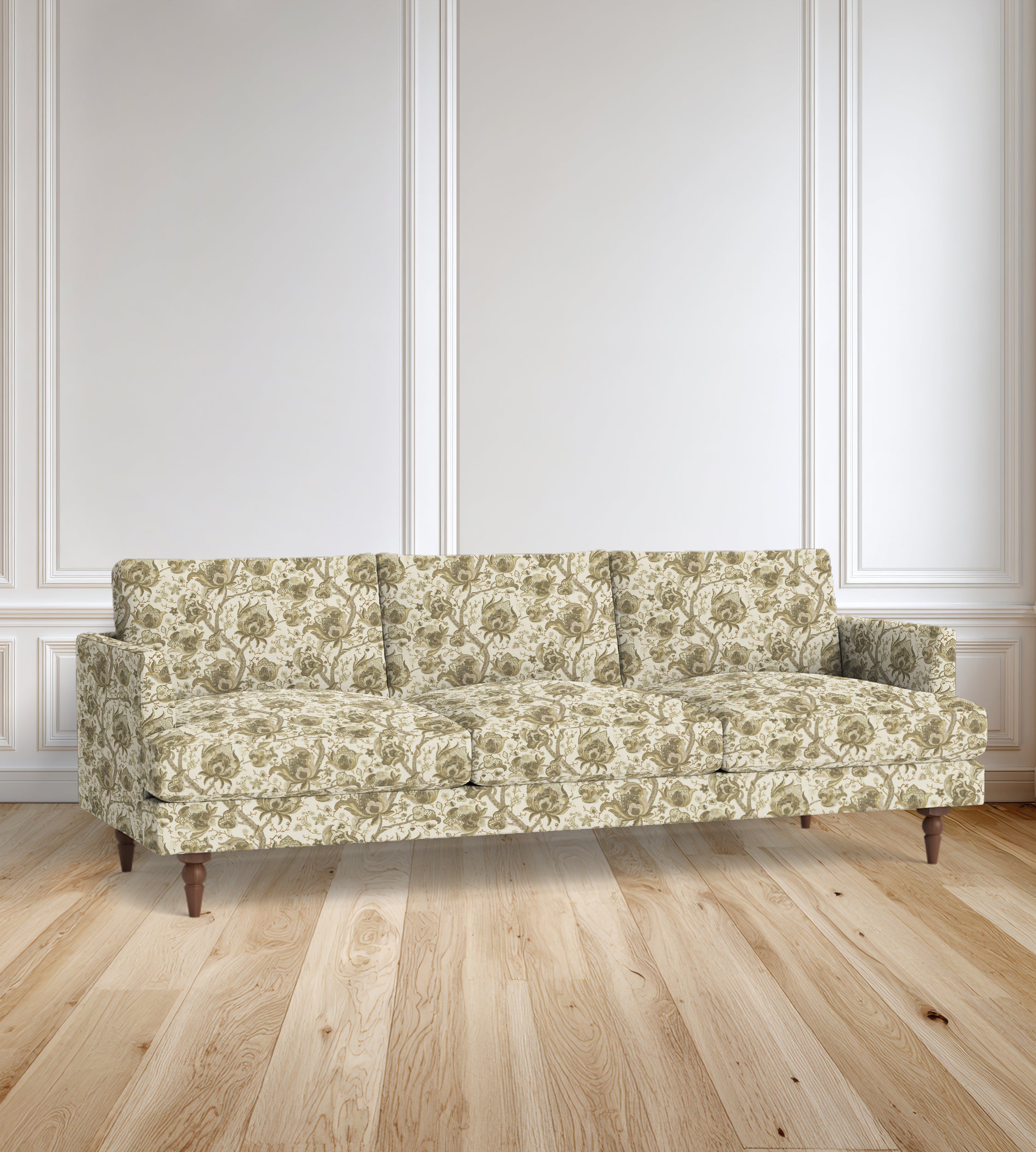 90" Avignon Floral Sofa With Turned Legs