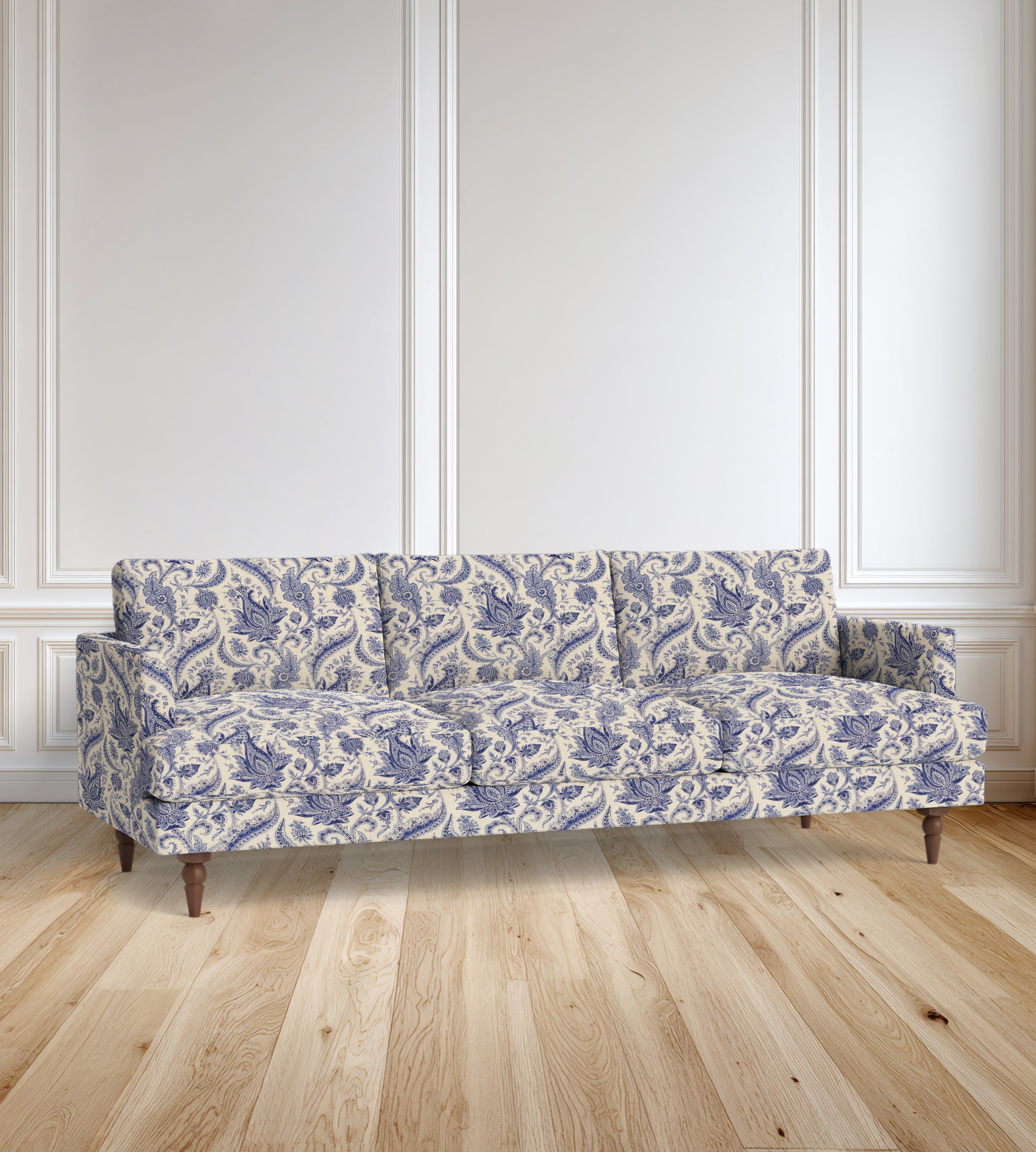 90" Avignon Floral Sofa With Turned Legs