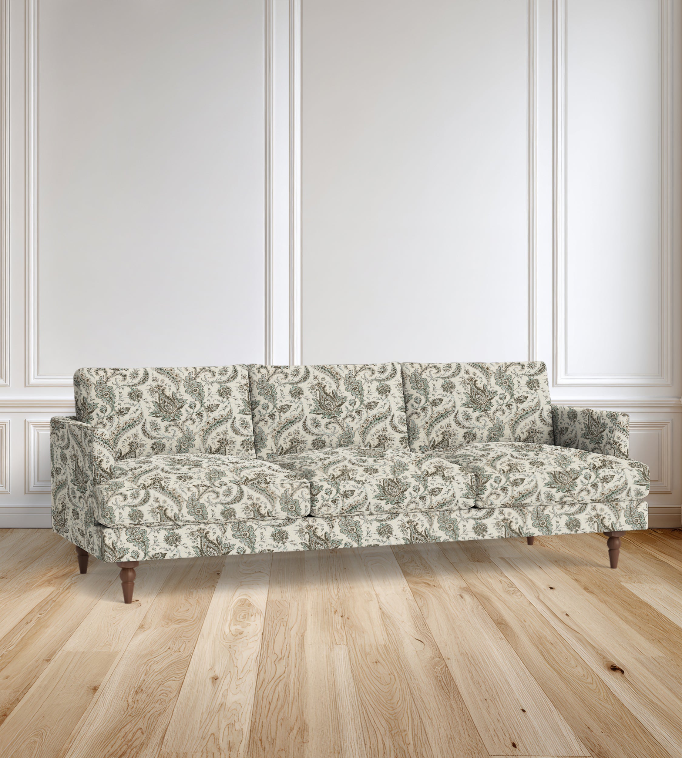 90" Avignon Floral Sofa With Turned Legs