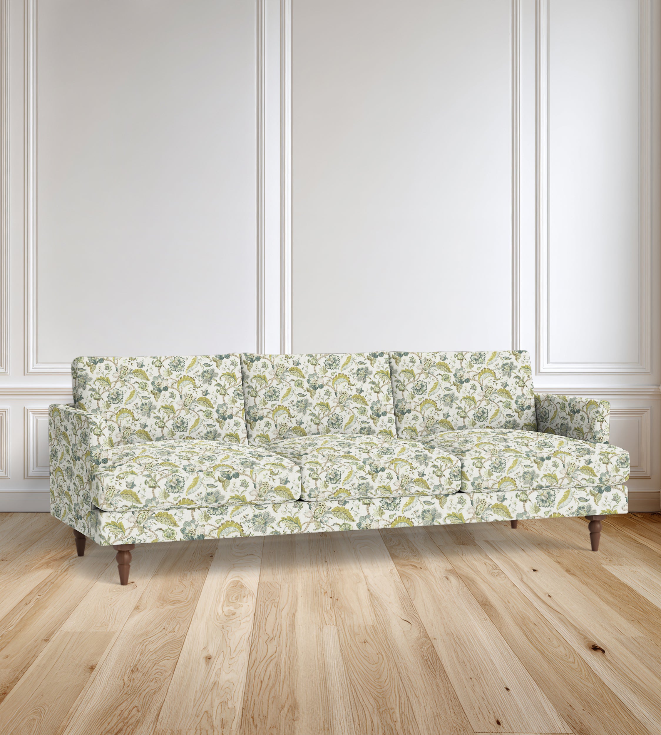 90" Avignon Floral Sofa With Turned Legs