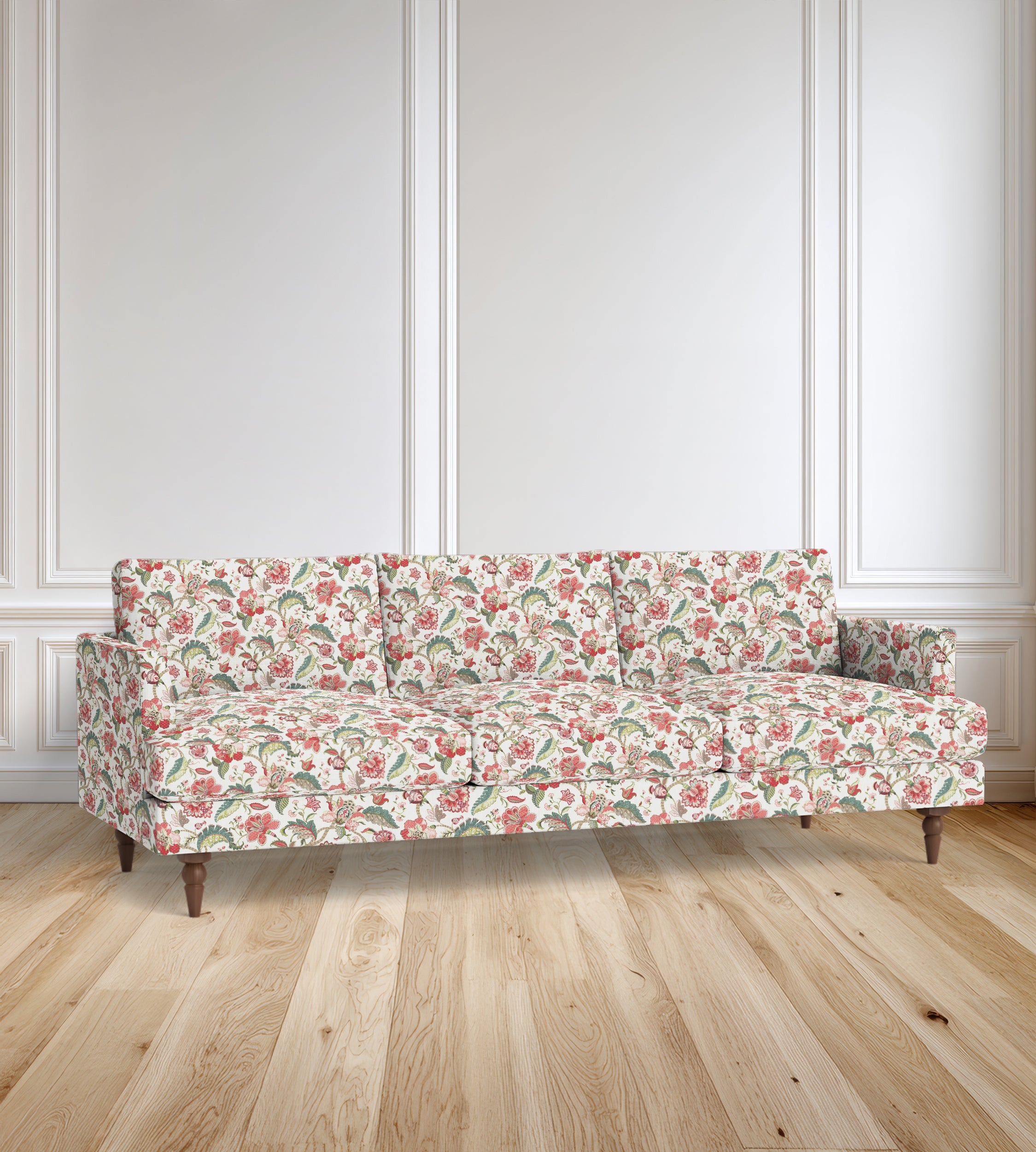 90" Avignon Floral Sofa With Turned Legs
