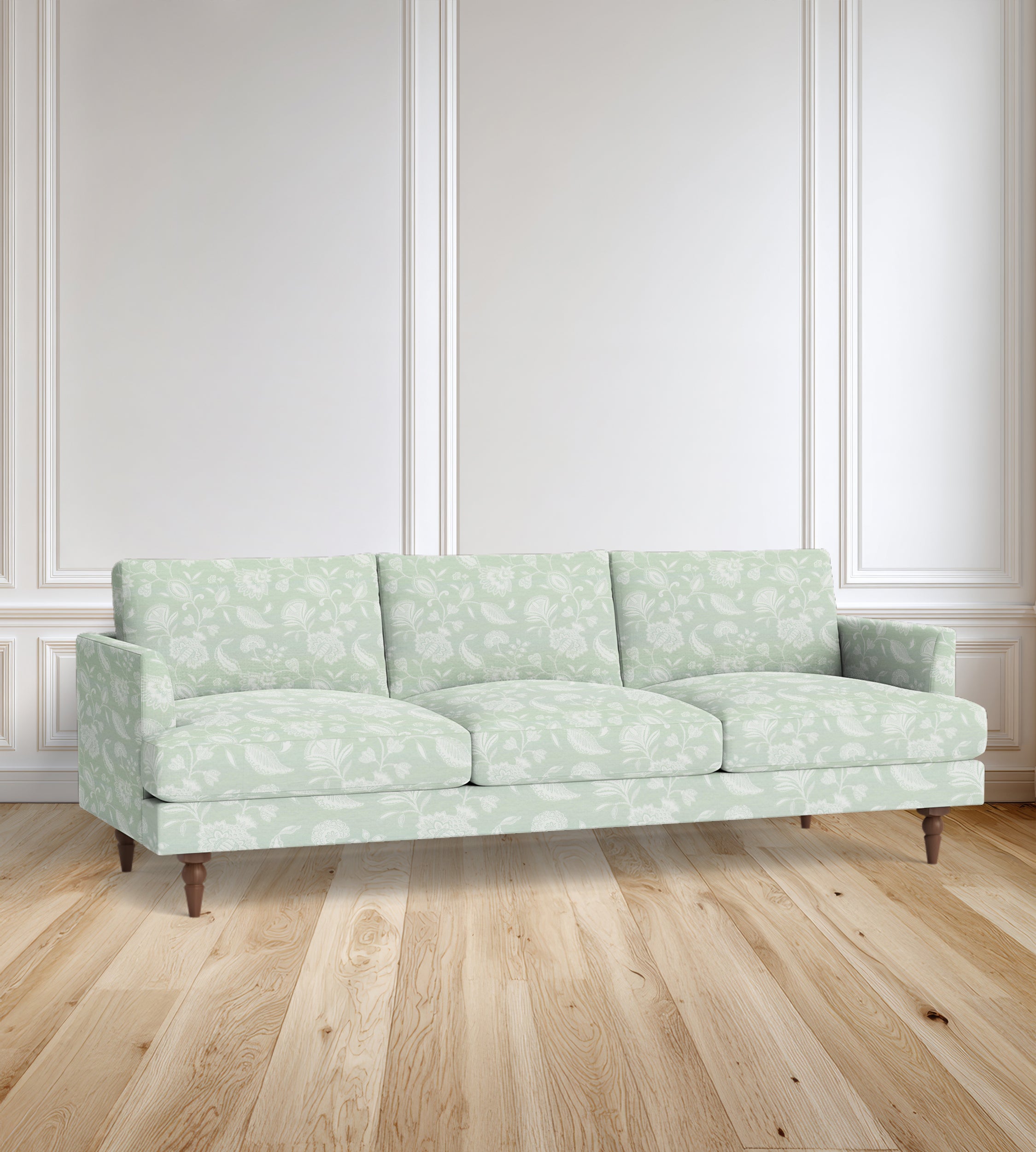 90" Avignon Floral Sofa With Turned Legs