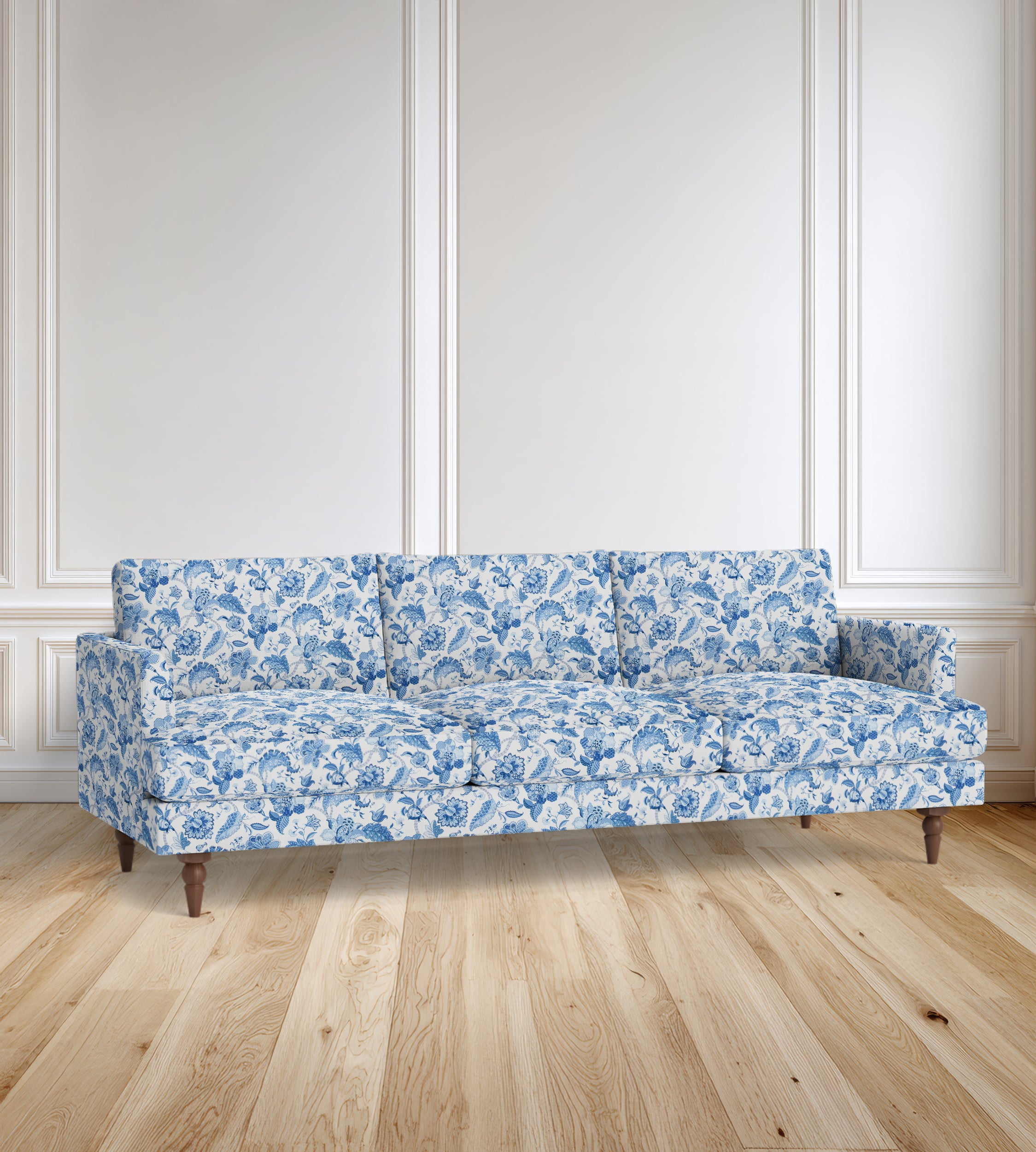 90" Avignon Floral Sofa With Turned Legs