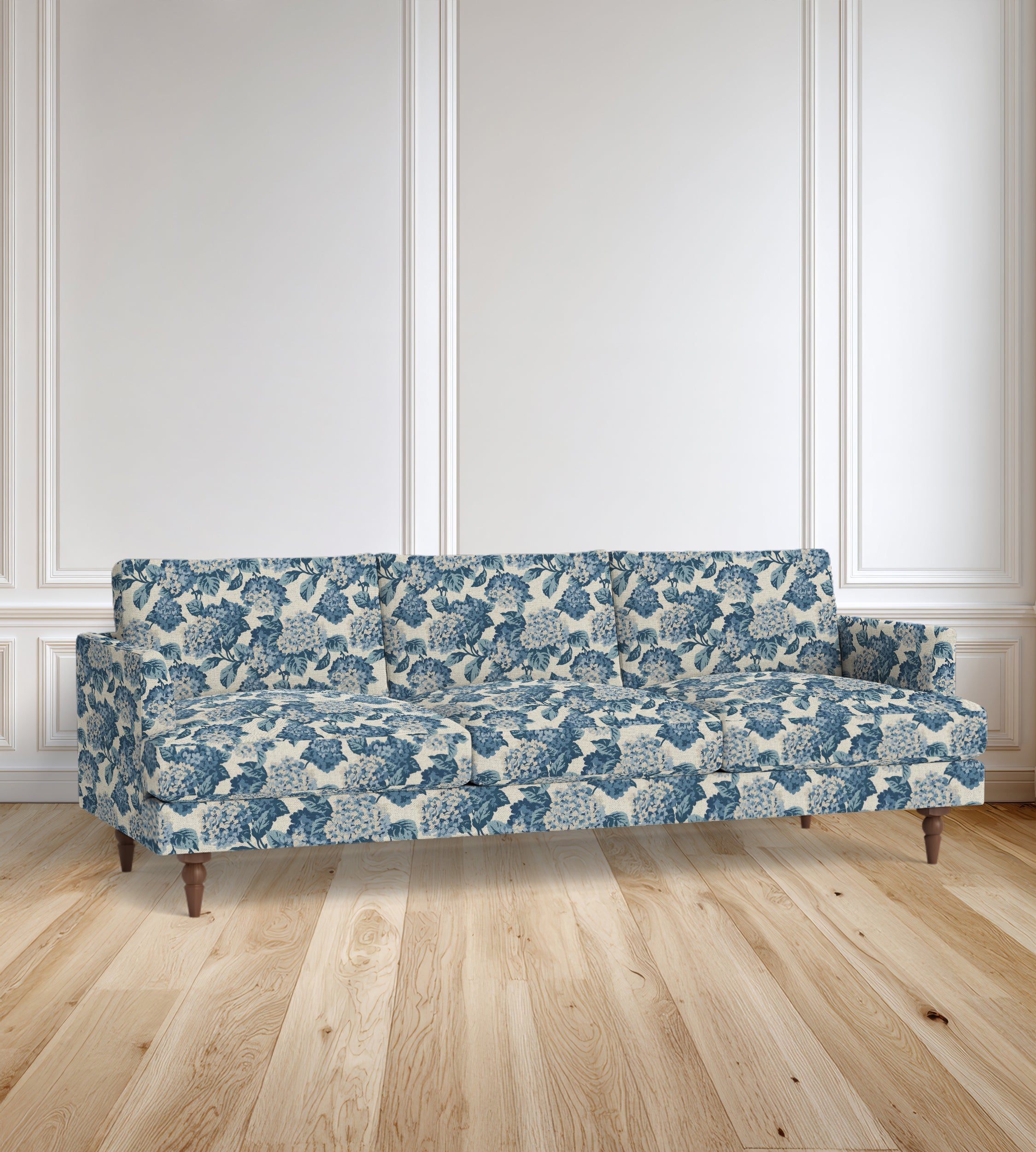 90" Avignon Floral Sofa With Turned Legs