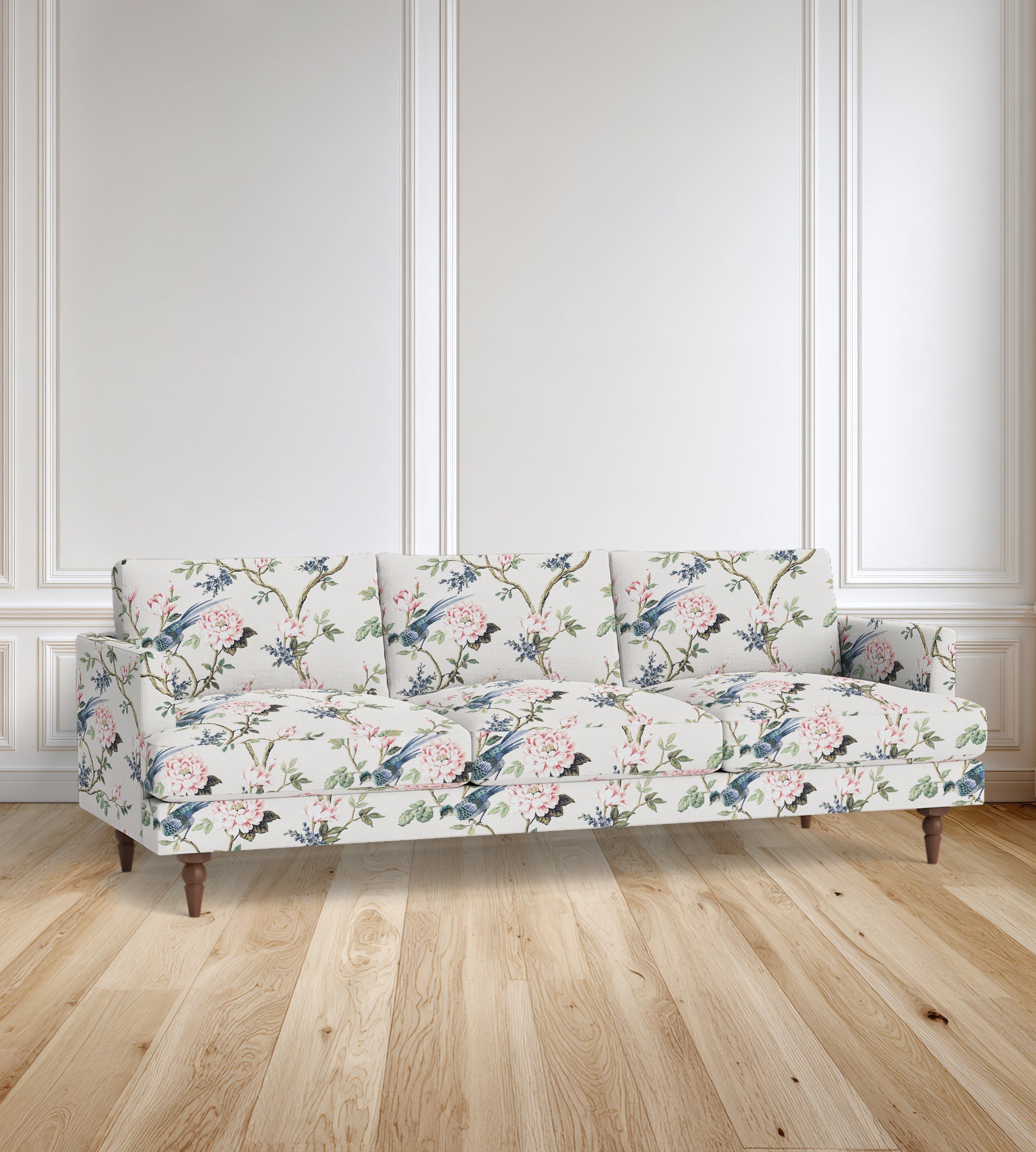 90" Avignon Floral Sofa With Turned Legs