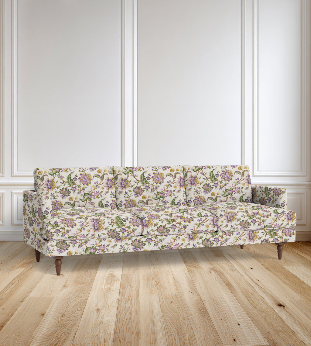 90" Avignon Floral Sofa With Turned Legs