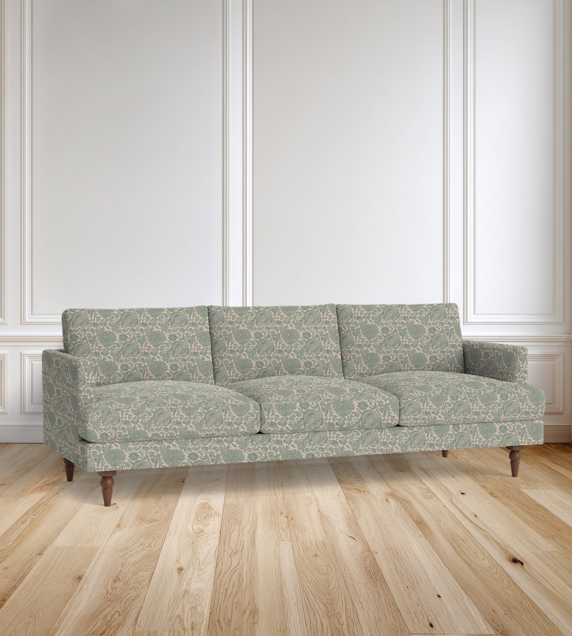 90" Avignon Floral Sofa With Turned Legs