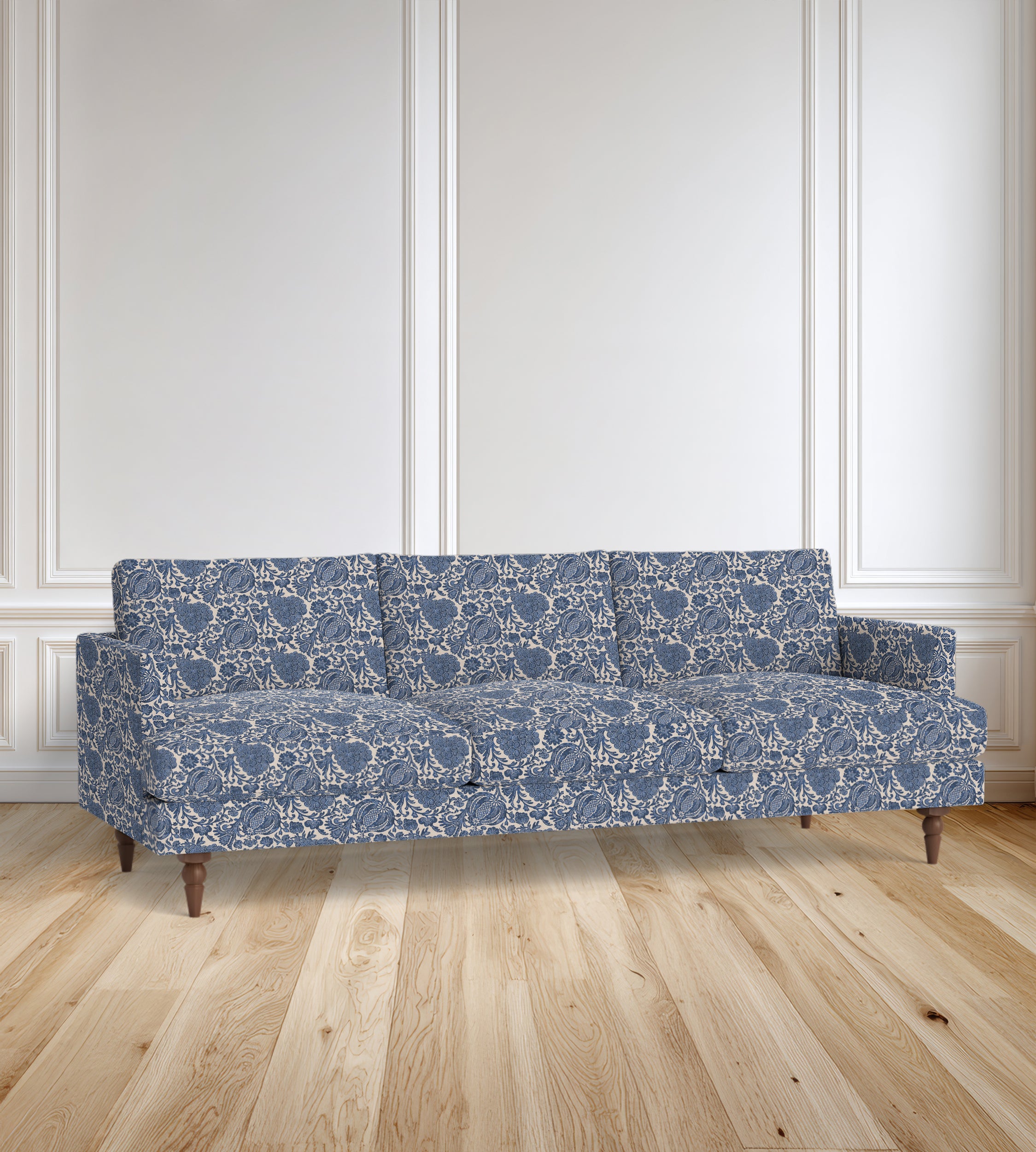 90" Avignon Floral Sofa With Turned Legs