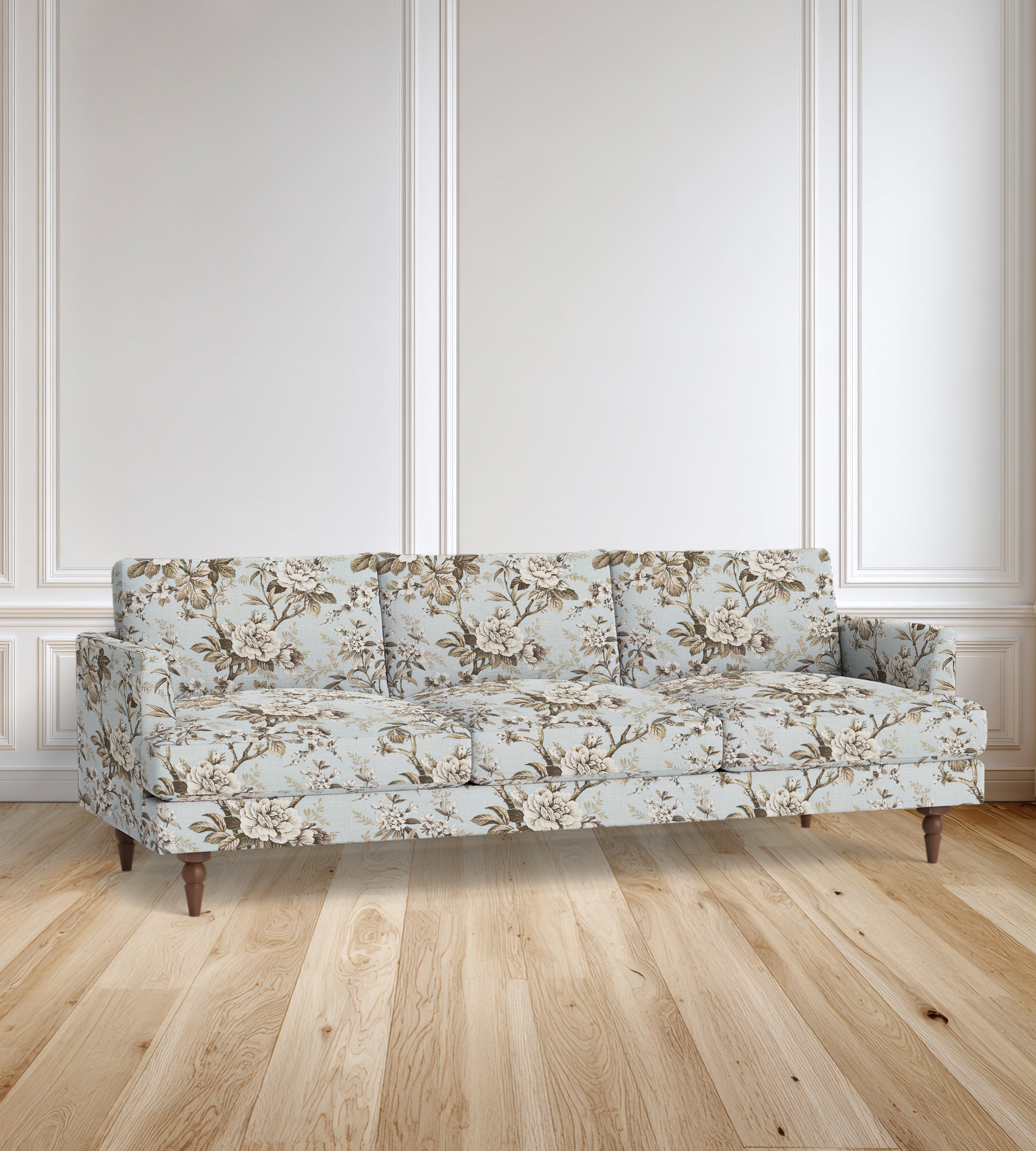 90" Avignon Floral Sofa With Turned Legs