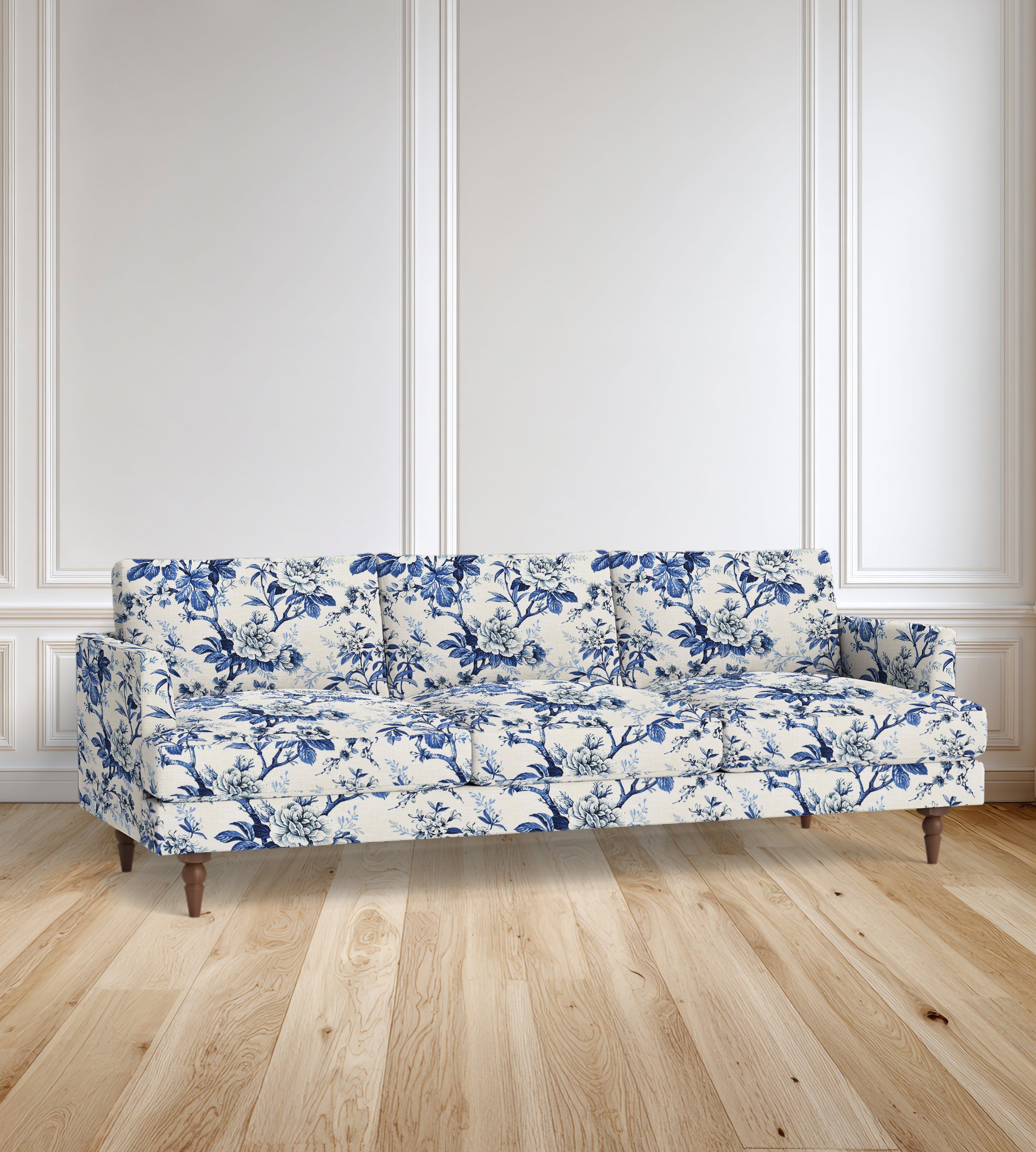 90" Avignon Floral Sofa With Turned Legs