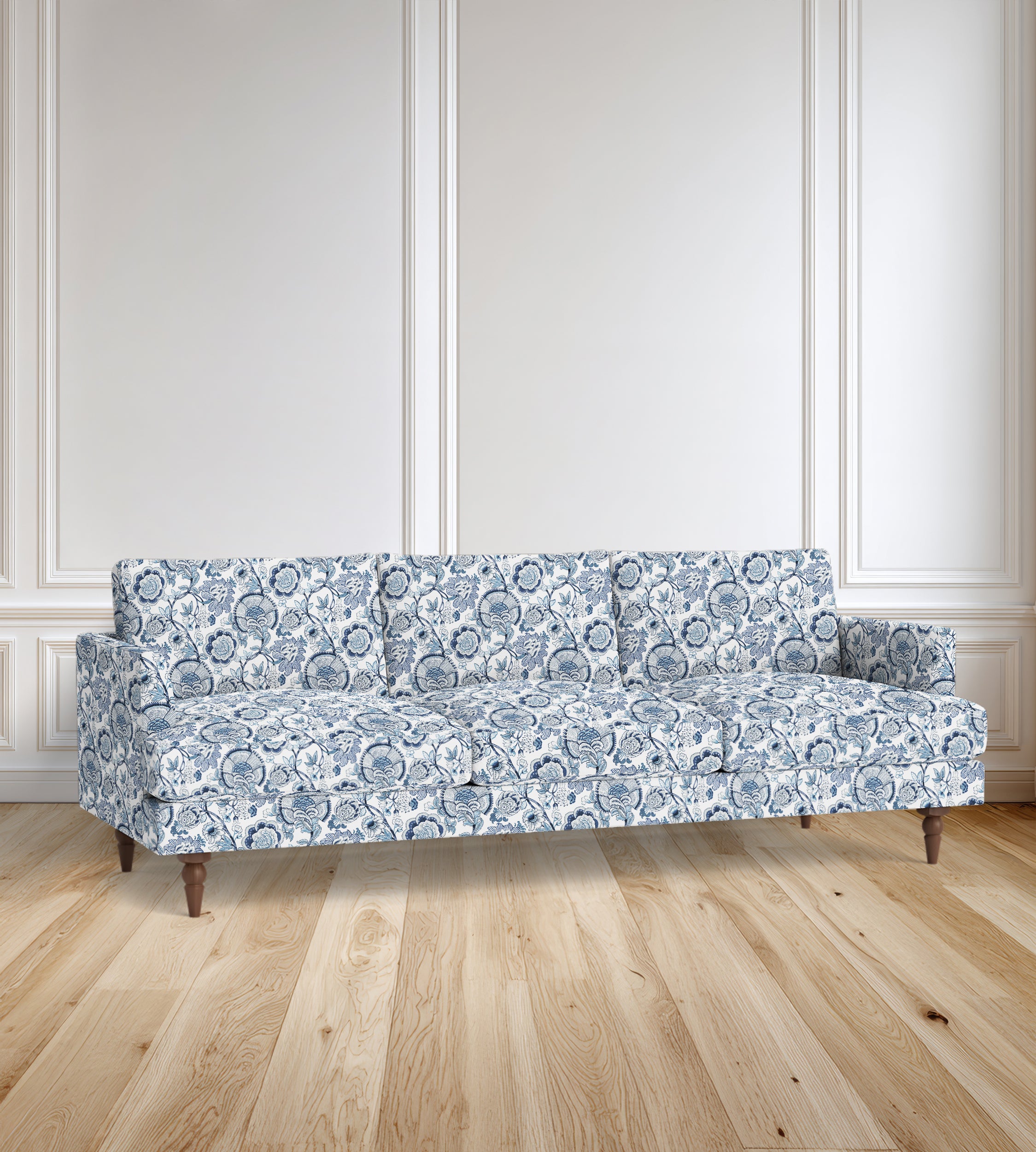90" Avignon Floral Sofa With Turned Legs