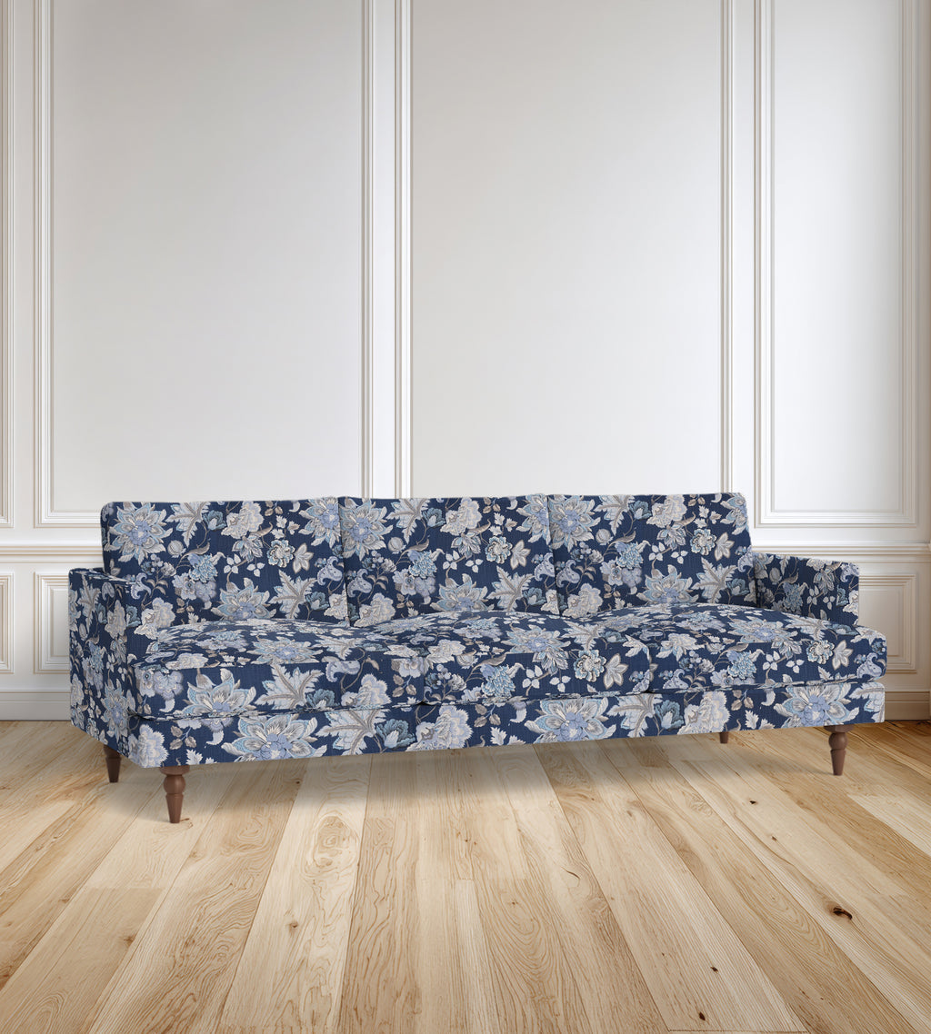 90" Avignon Floral Sofa With Turned Legs