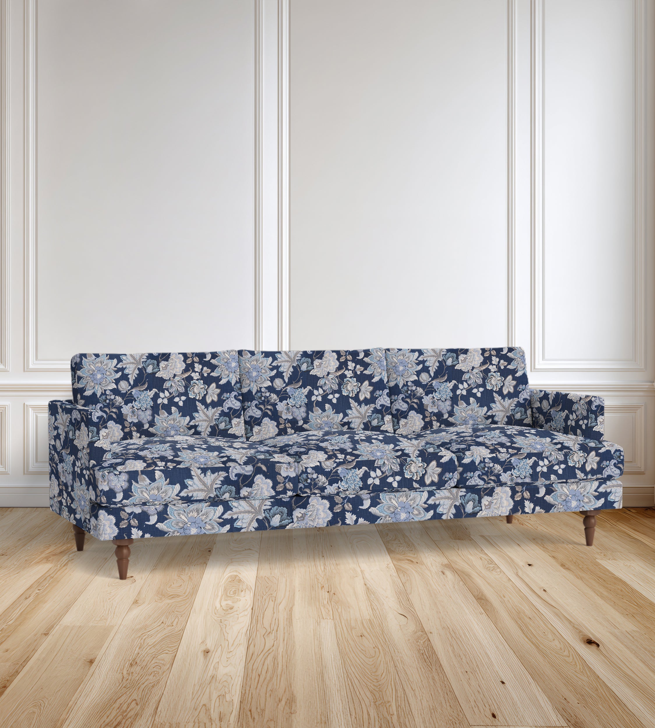 90" Avignon Floral Sofa With Turned Legs