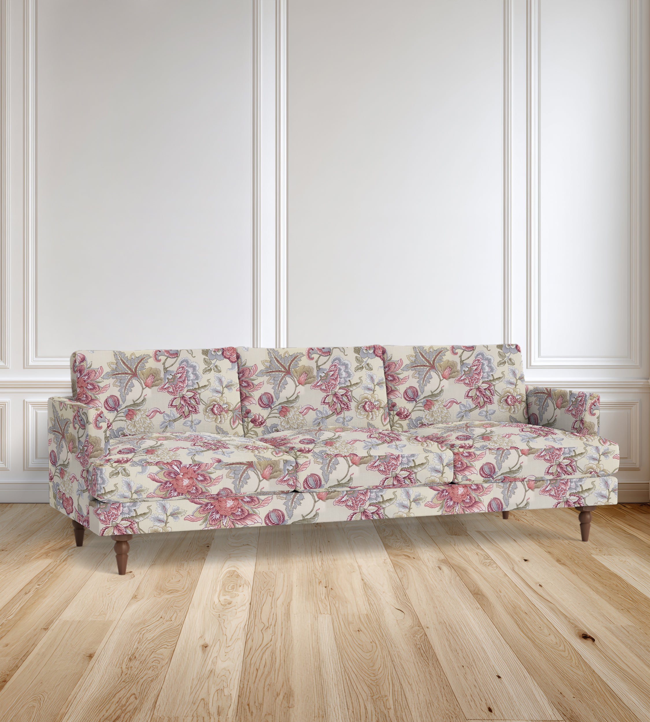 90" Avignon Floral Sofa With Turned Legs