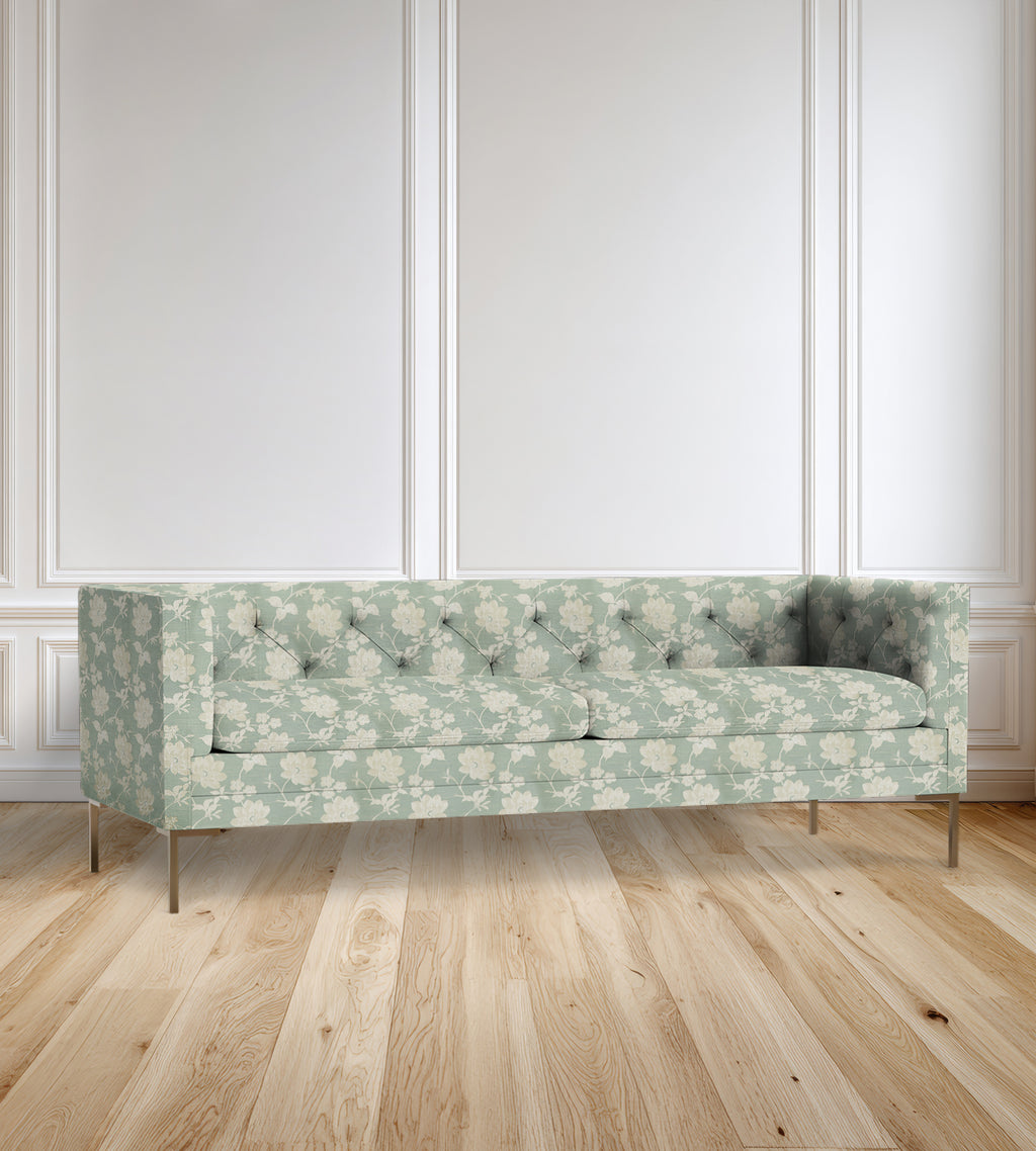 90" Seville Tufted-Back Floral Sofa