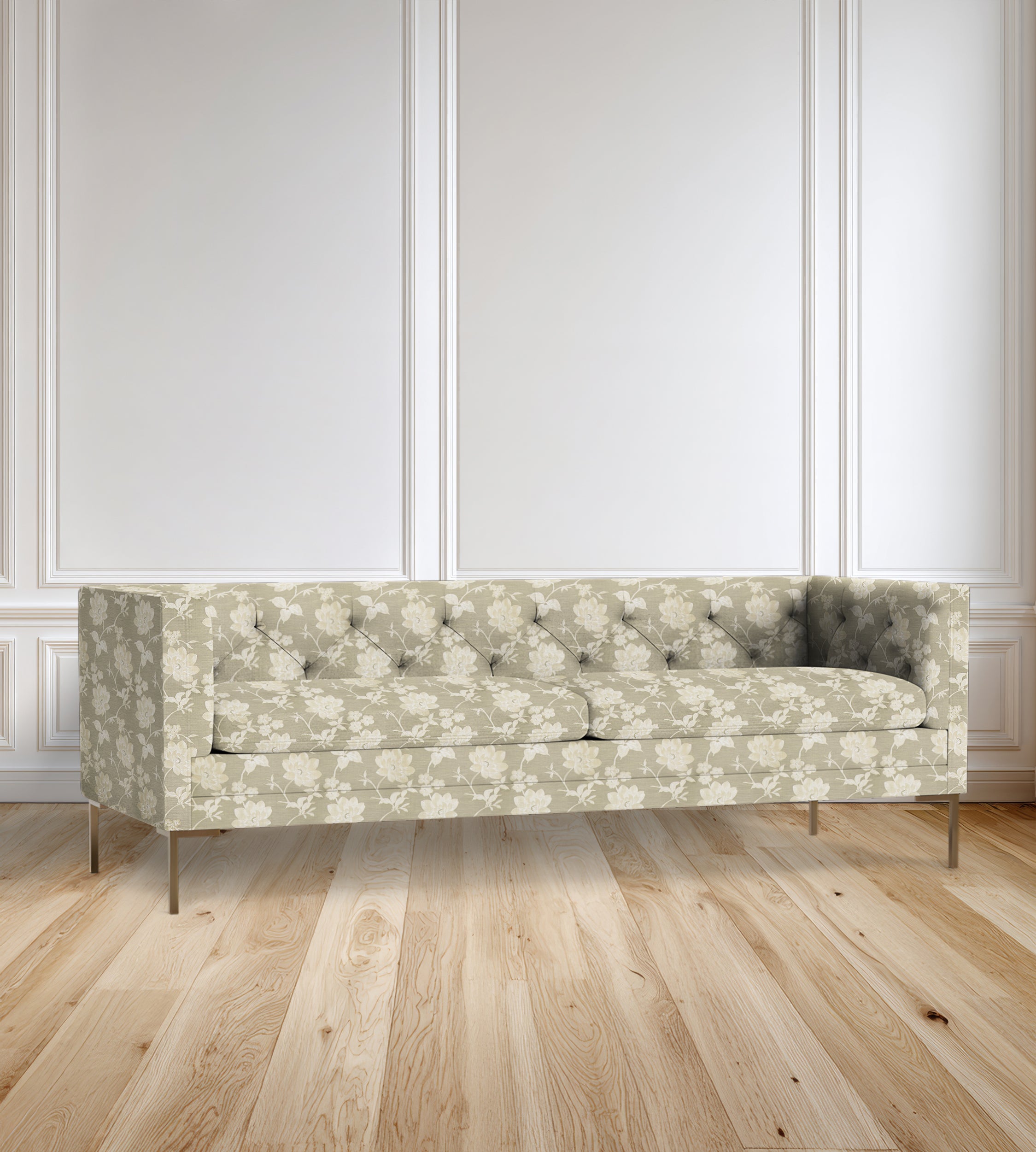 90" Seville Tufted-Back Floral Sofa