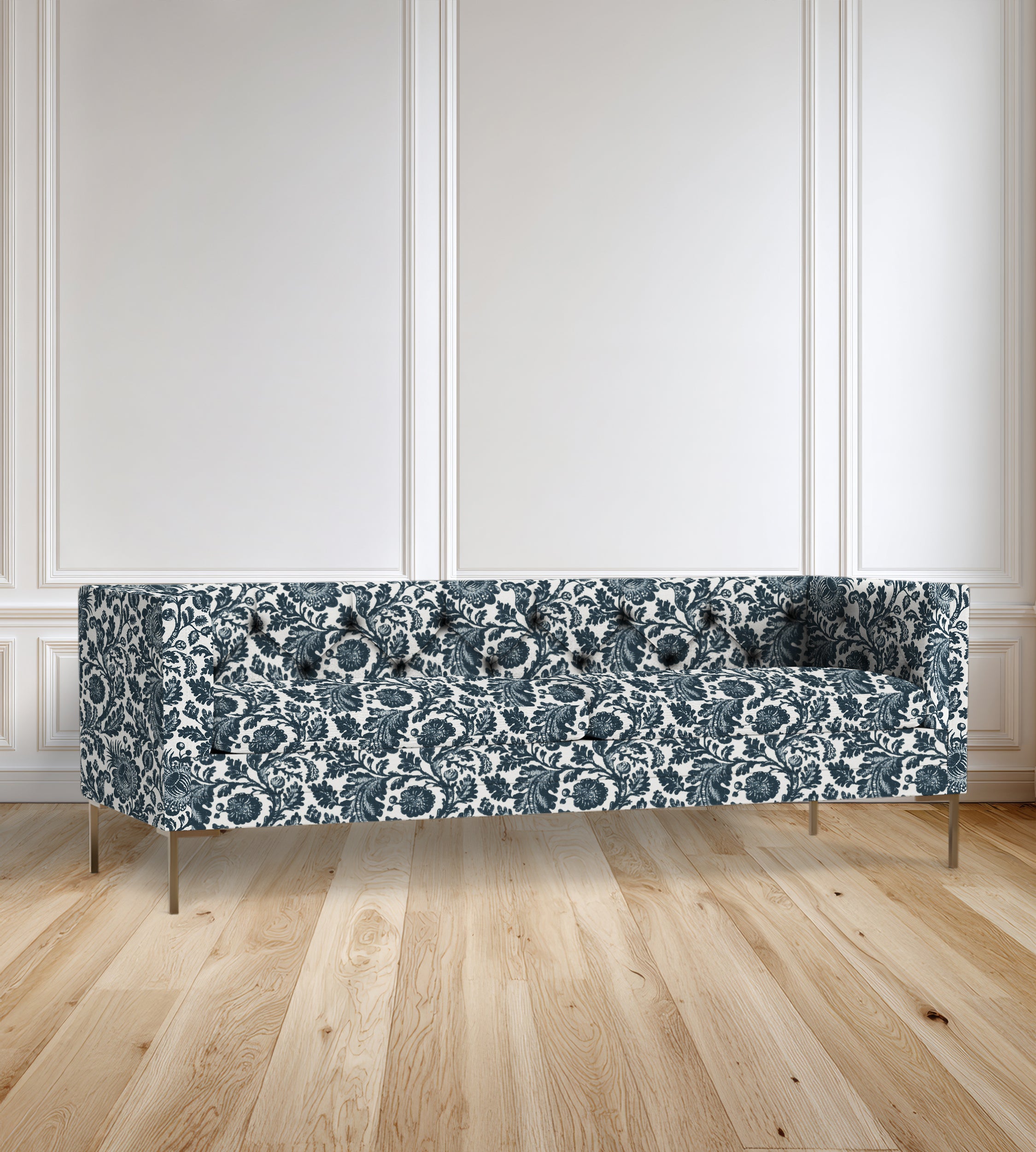 90" Seville Tufted-Back Floral Sofa