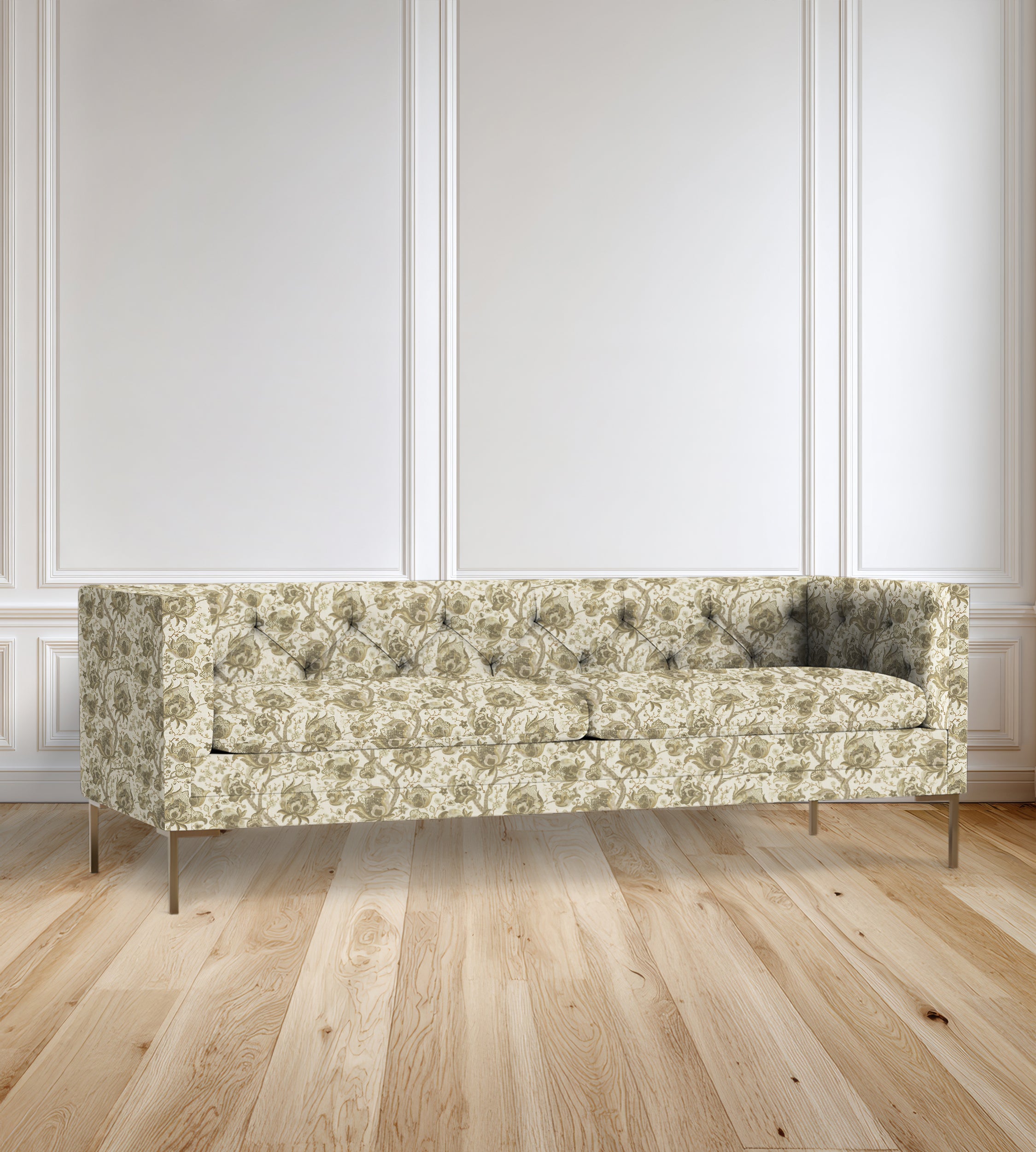 90" Seville Tufted-Back Floral Sofa