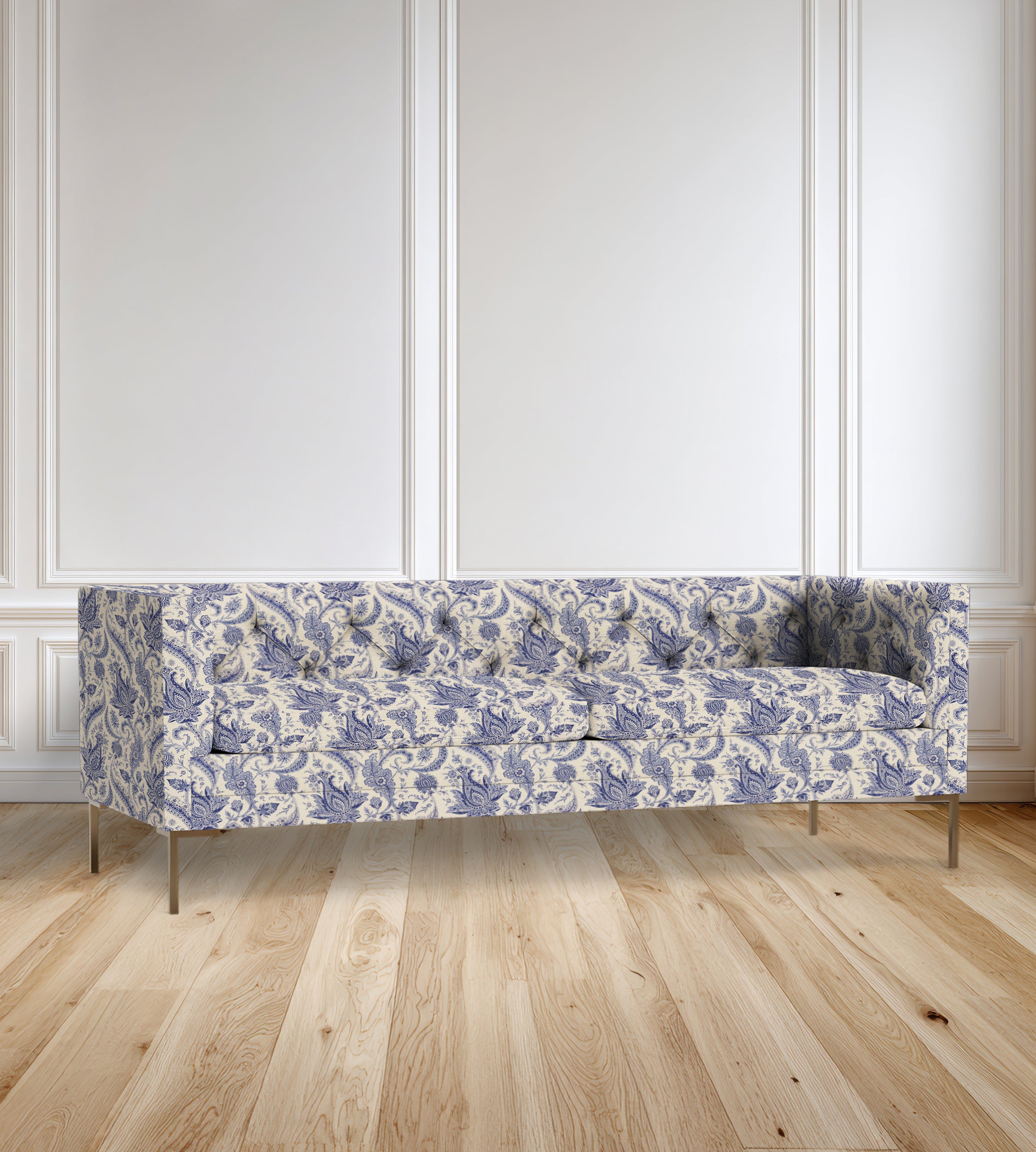 90" Seville Tufted-Back Floral Sofa