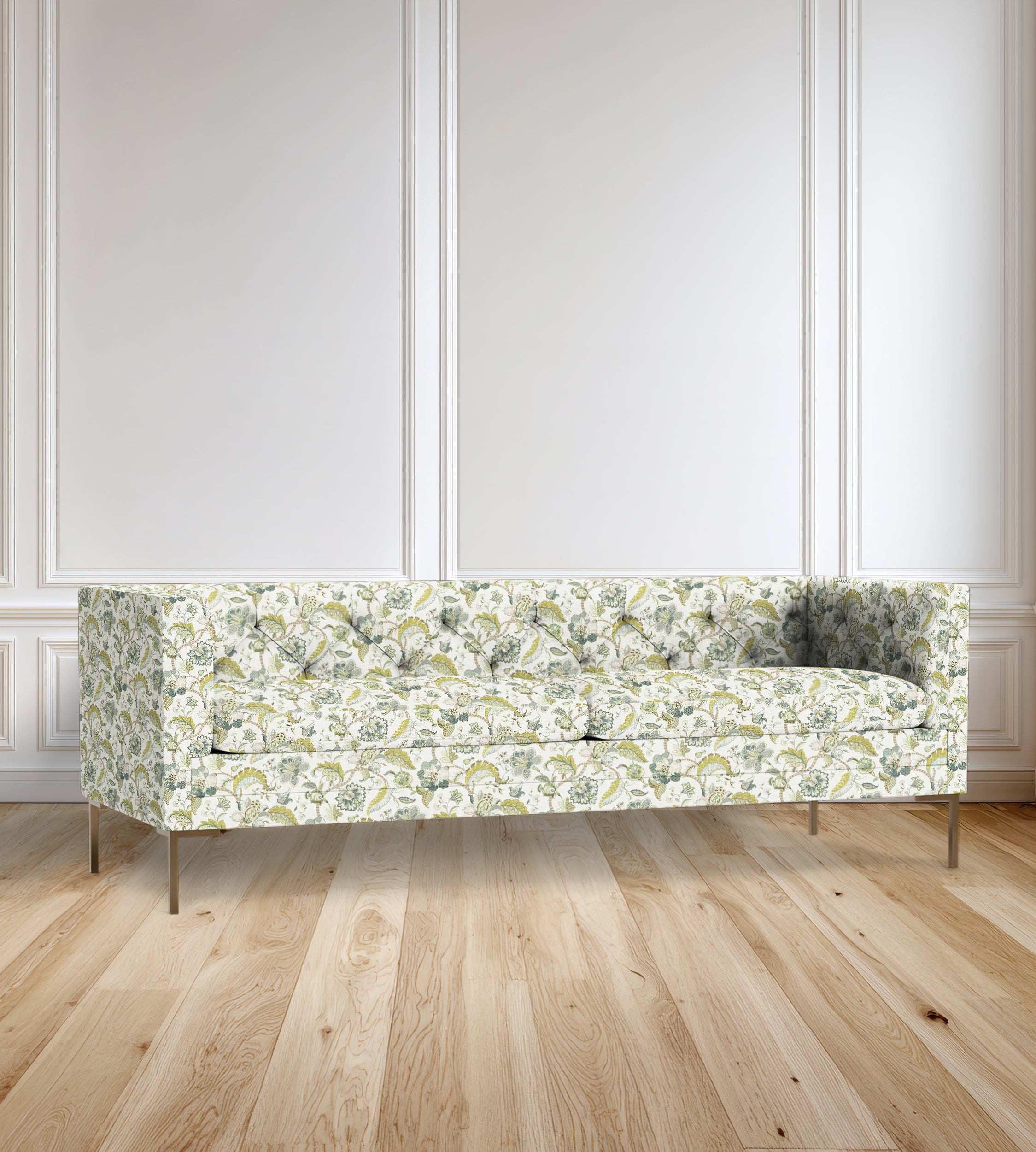 90" Seville Tufted-Back Floral Sofa