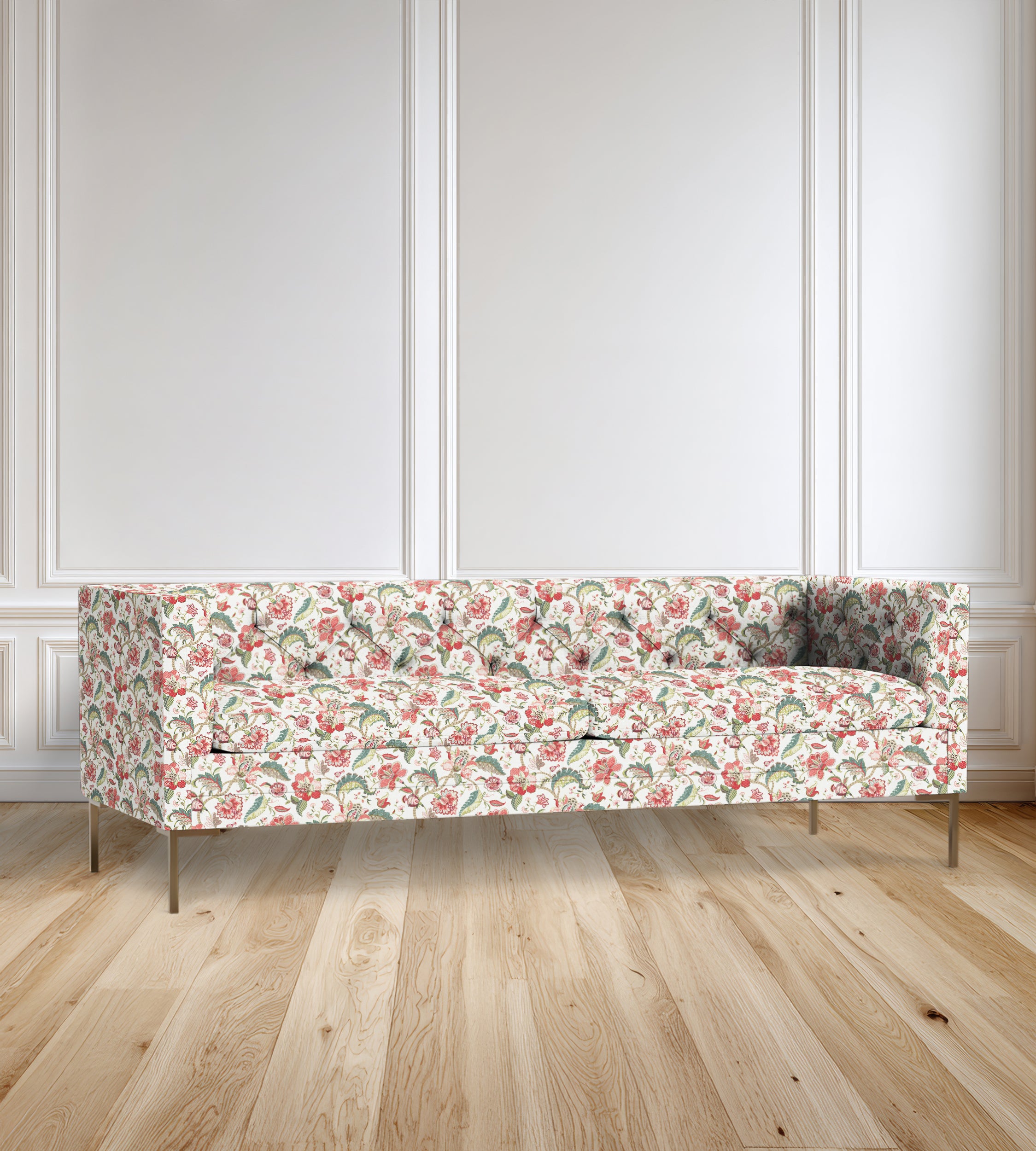 90" Seville Tufted-Back Floral Sofa