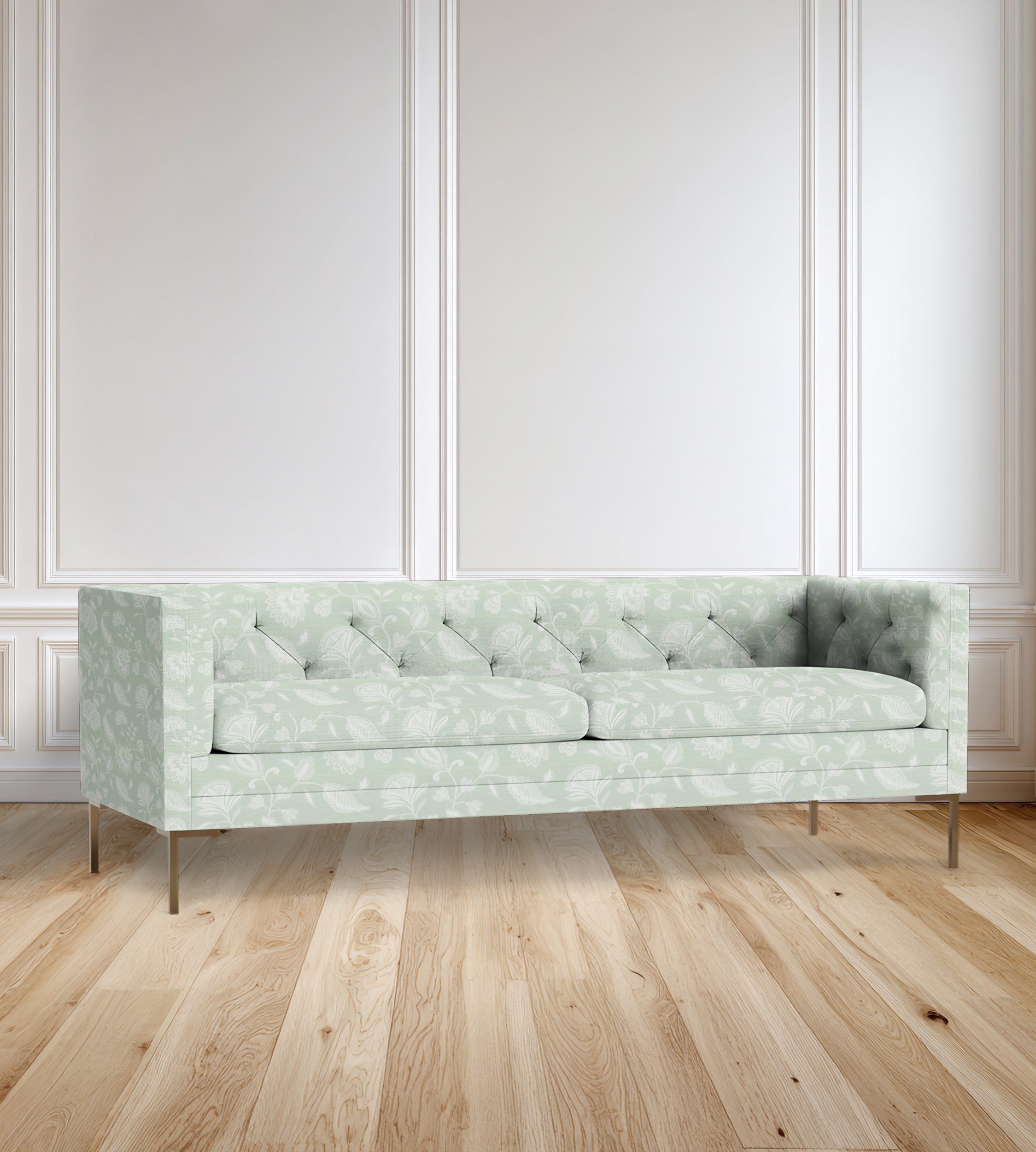 90" Seville Tufted-Back Floral Sofa