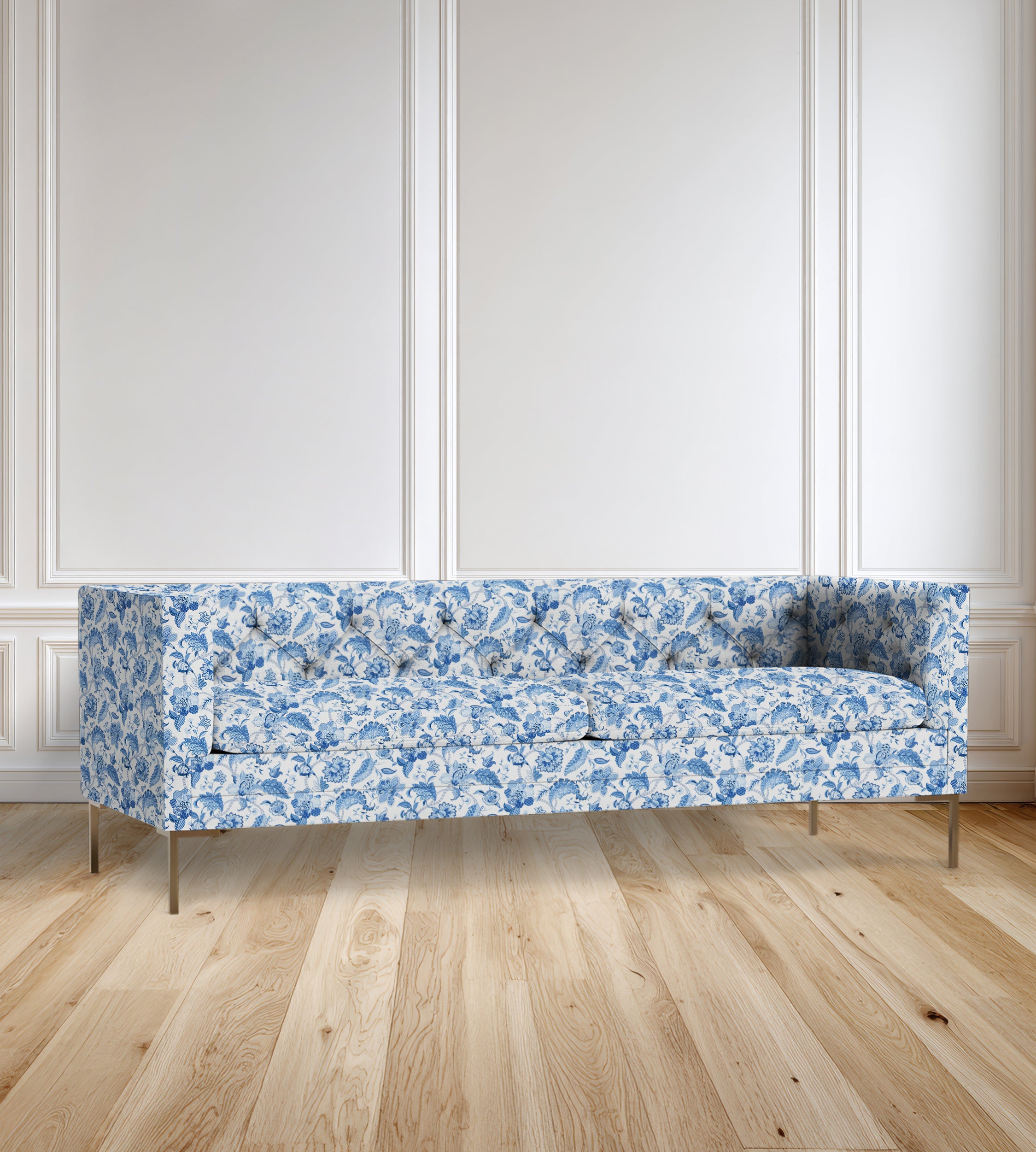 90" Seville Tufted-Back Floral Sofa
