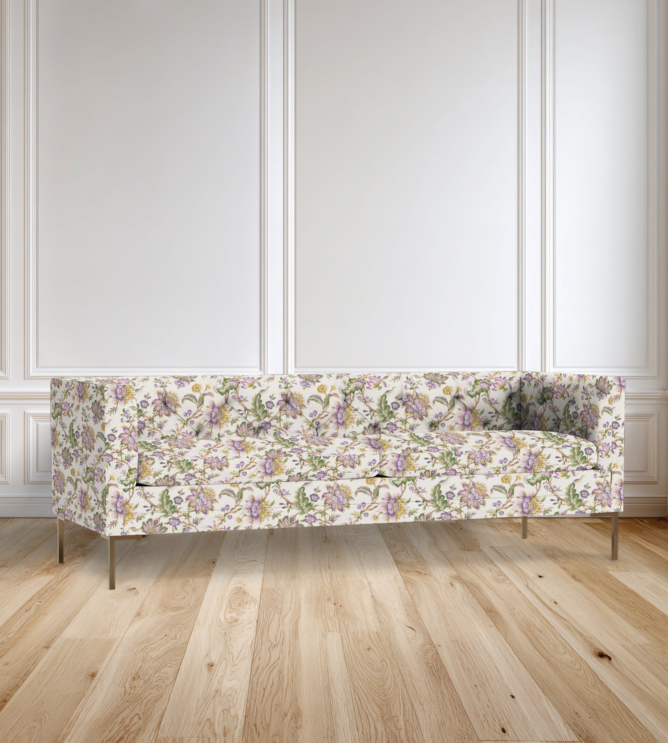 90" Seville Tufted-Back Floral Sofa