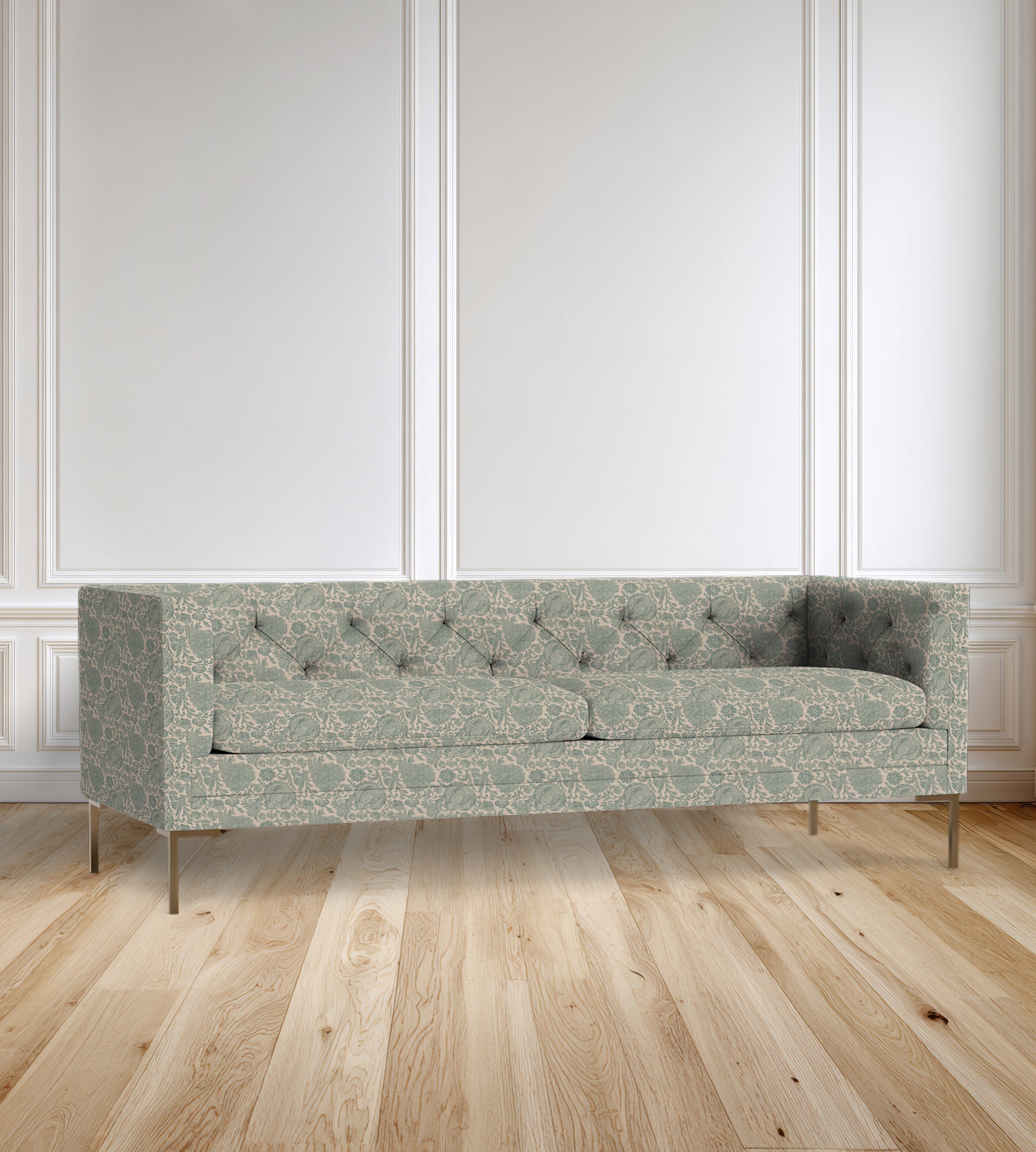 90" Seville Tufted-Back Floral Sofa