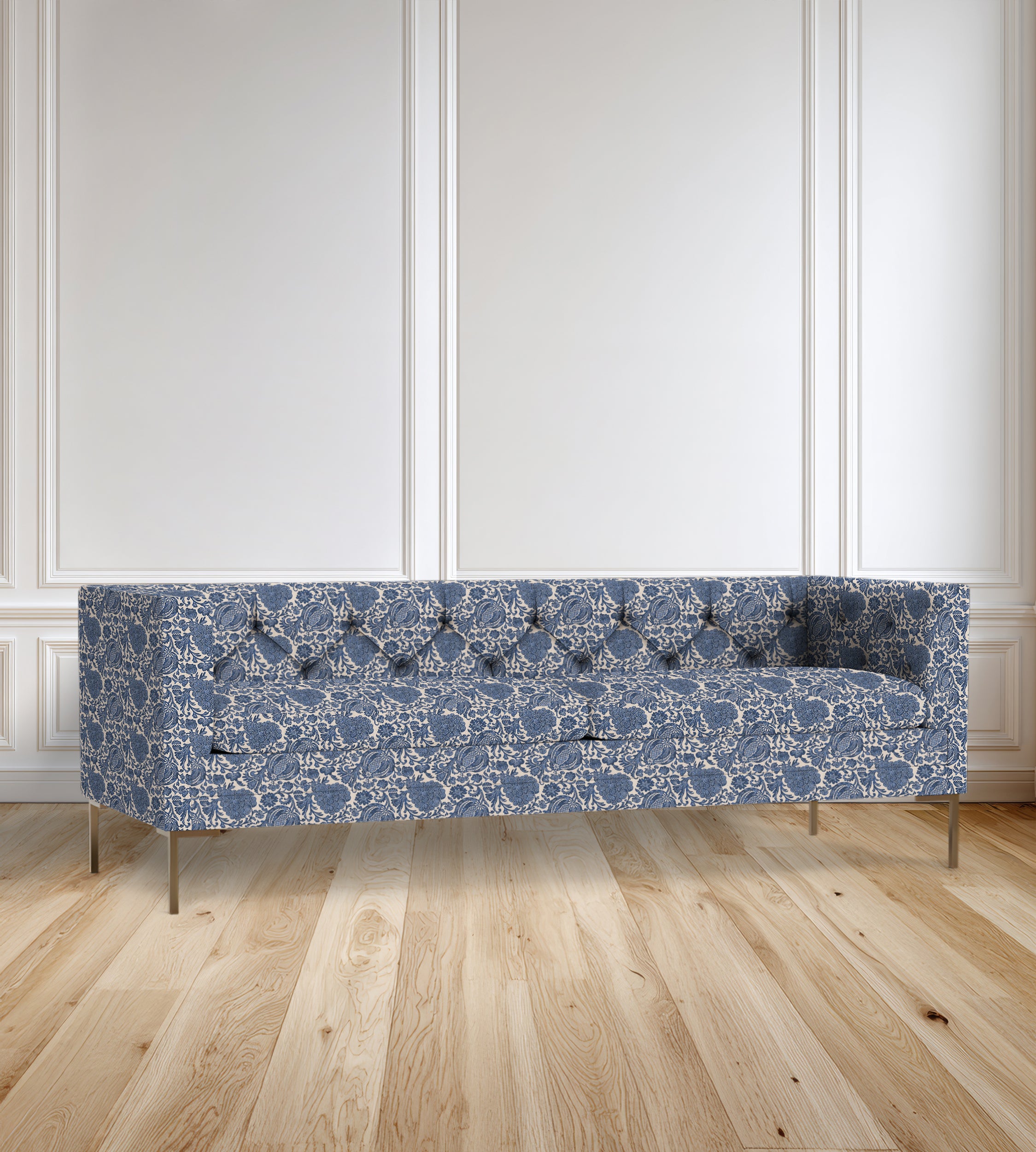 90" Seville Tufted-Back Floral Sofa