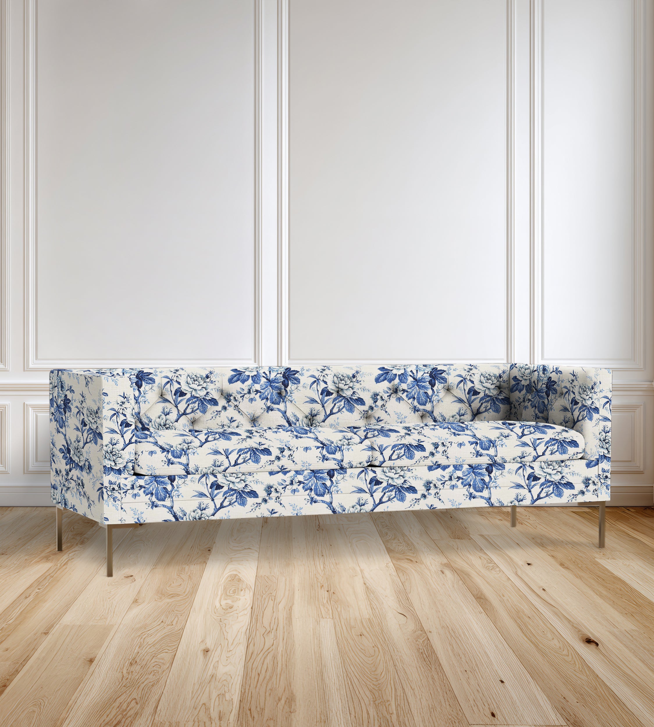 90" Seville Tufted-Back Floral Sofa