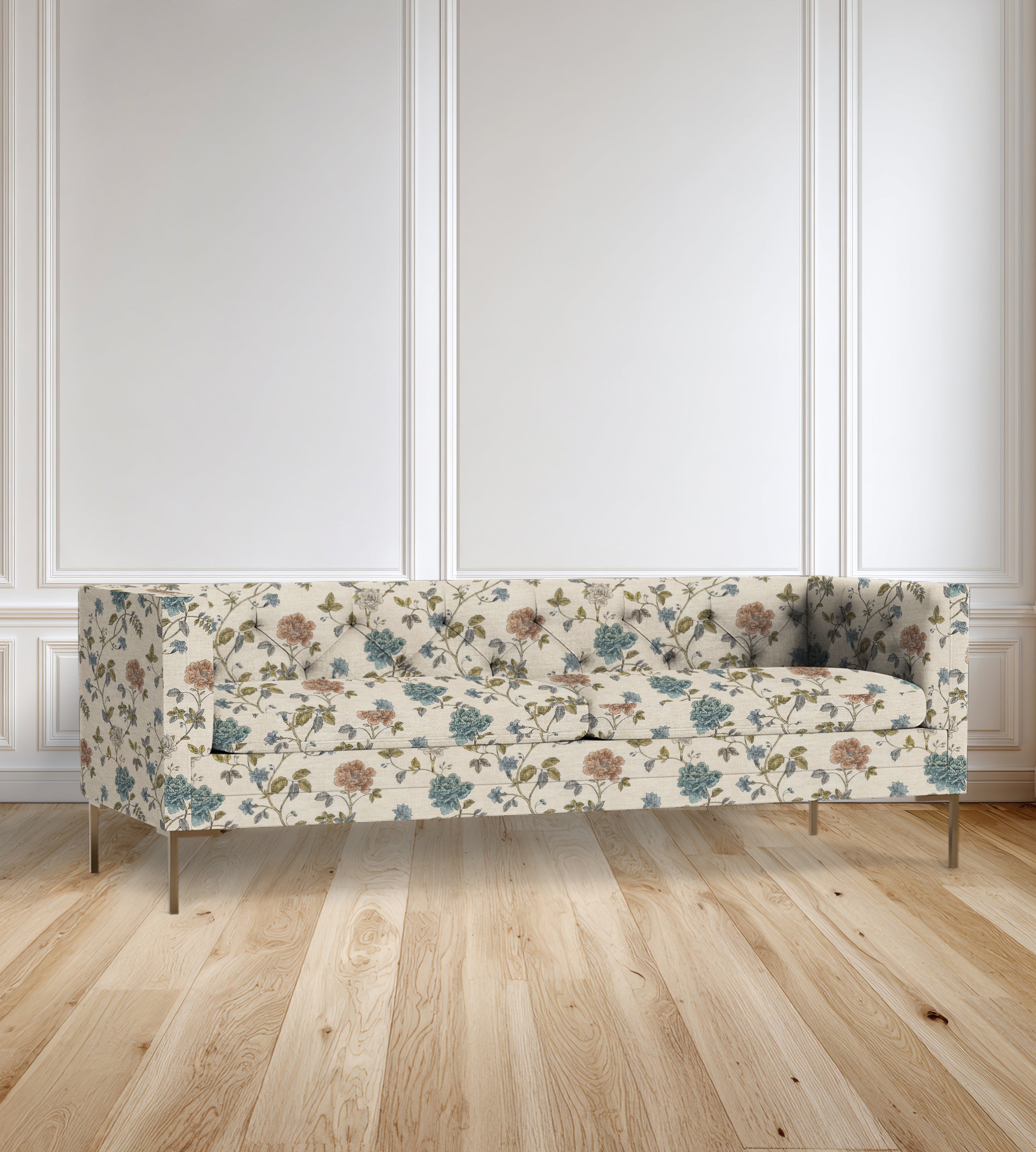 90" Seville Tufted-Back Floral Sofa