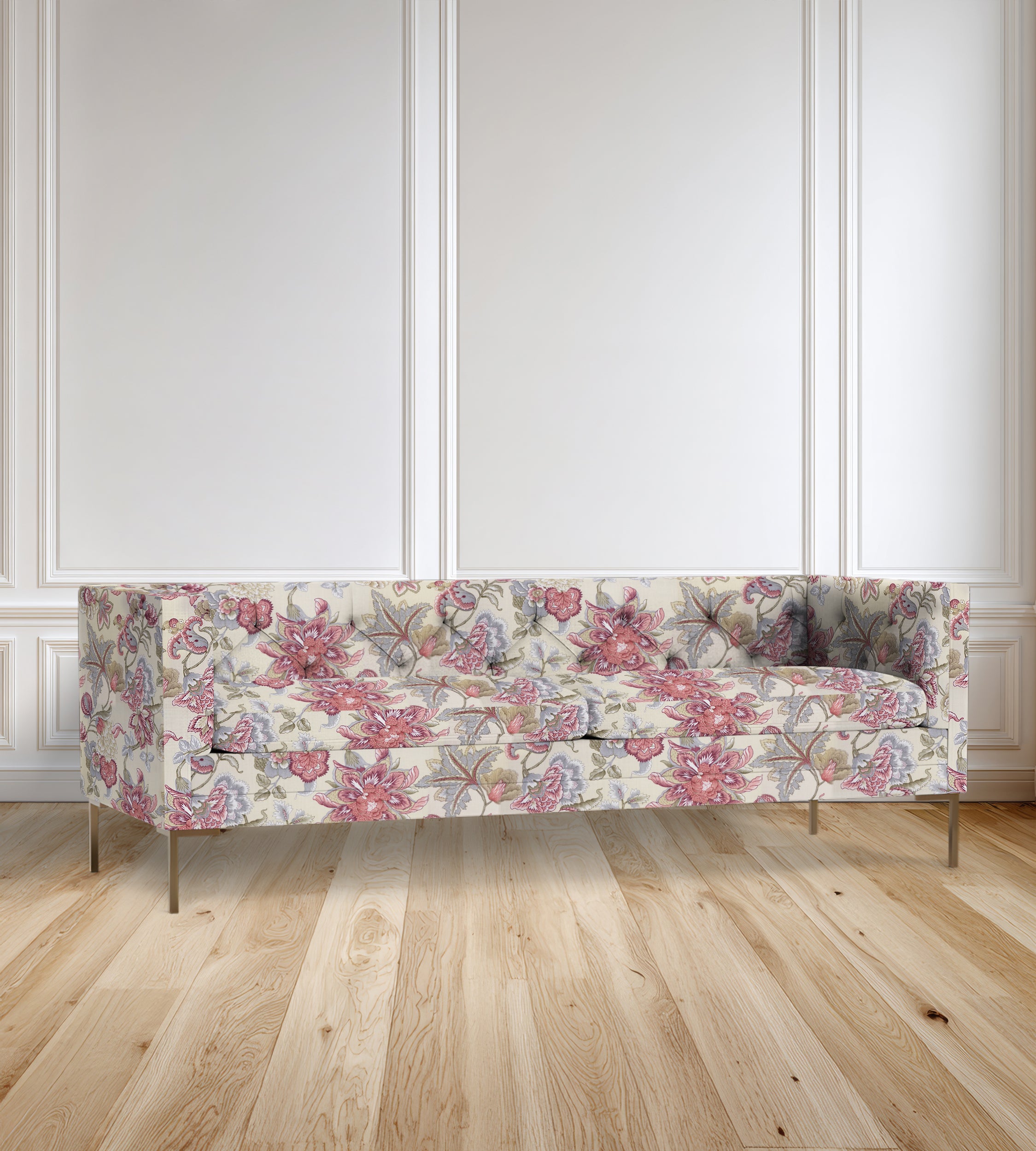90" Seville Tufted-Back Floral Sofa