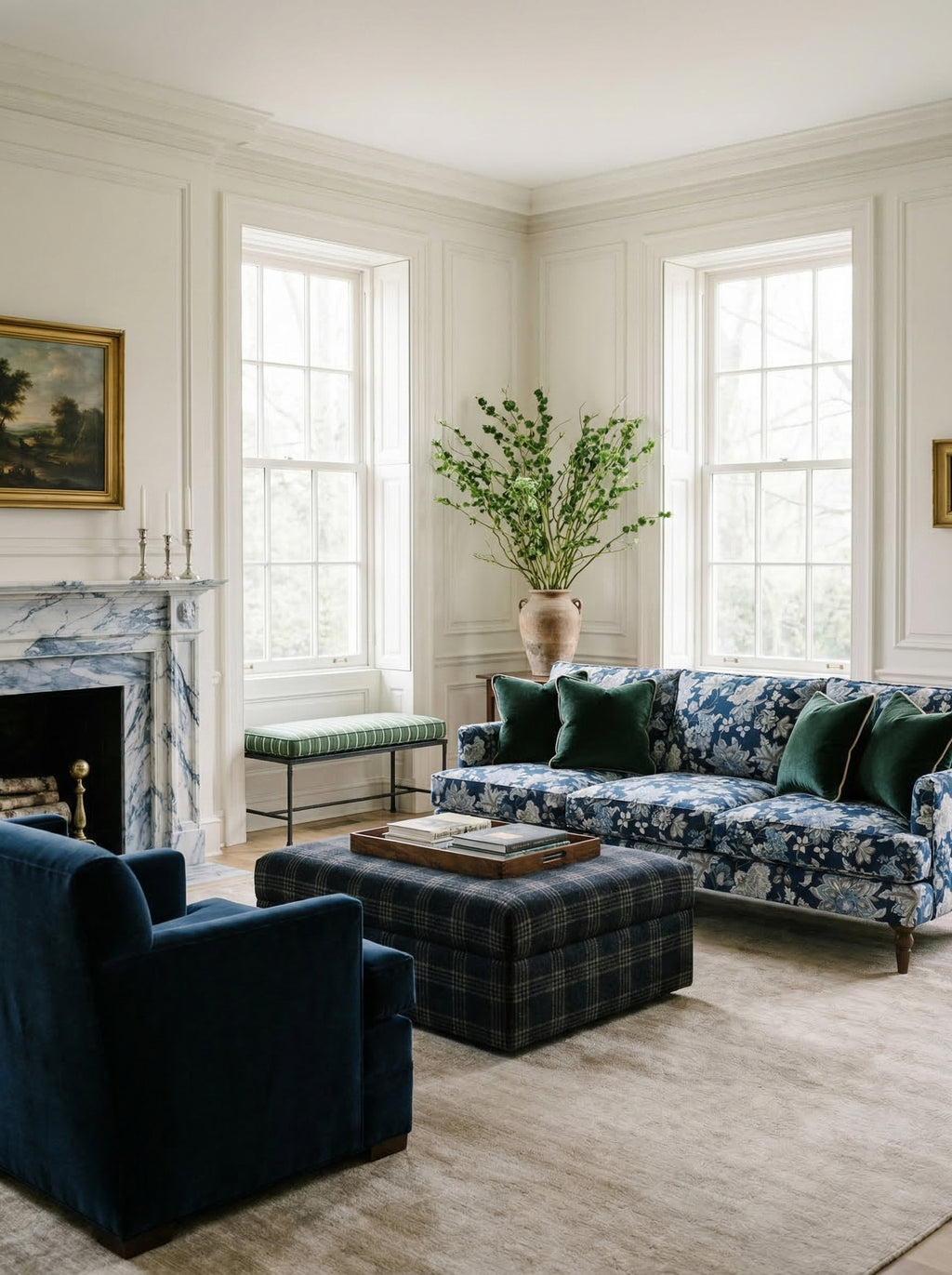 90" Avignon Floral Sofa With Turned Legs