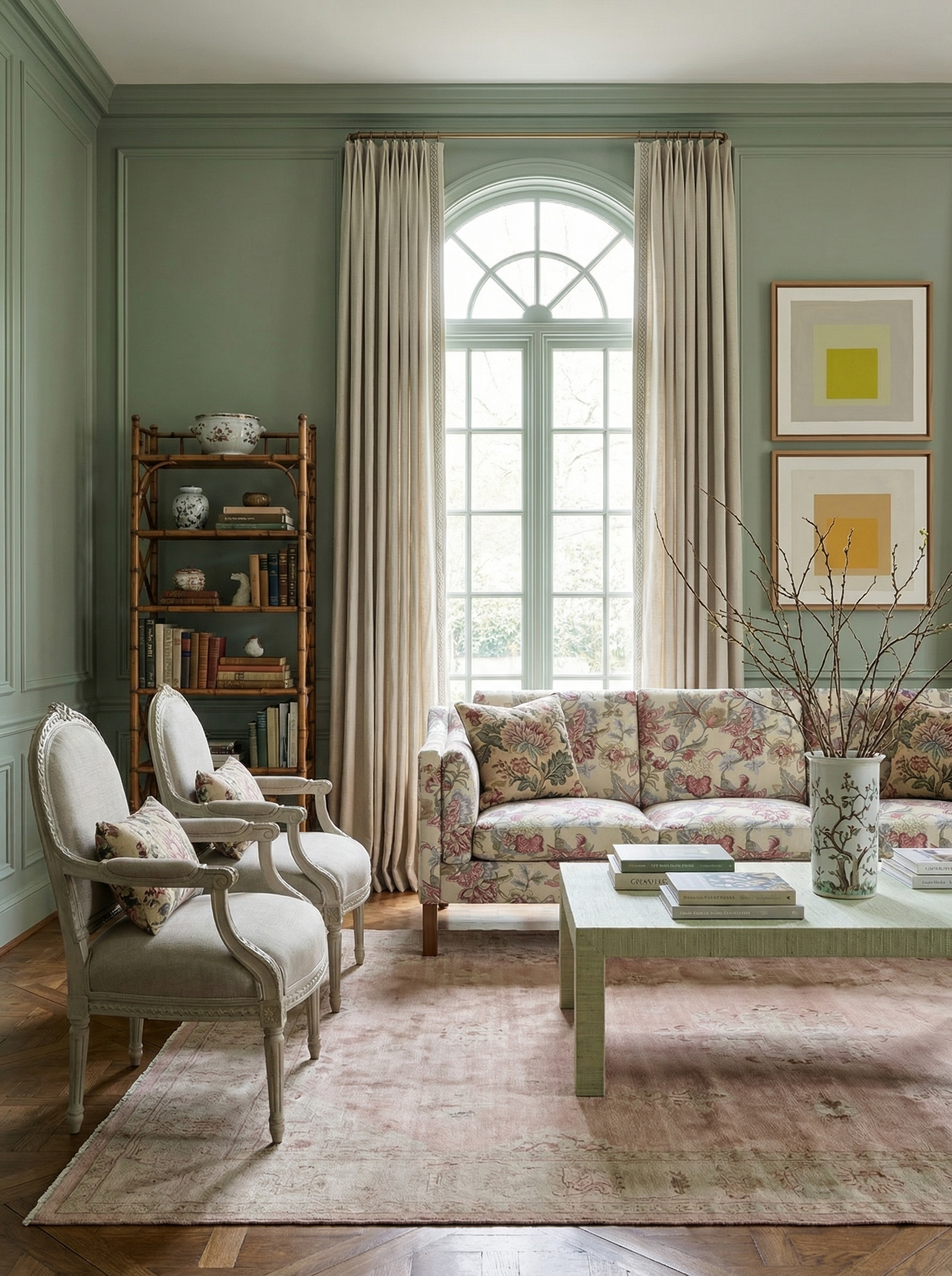90” Giverny Slope-Arm Floral Sofa