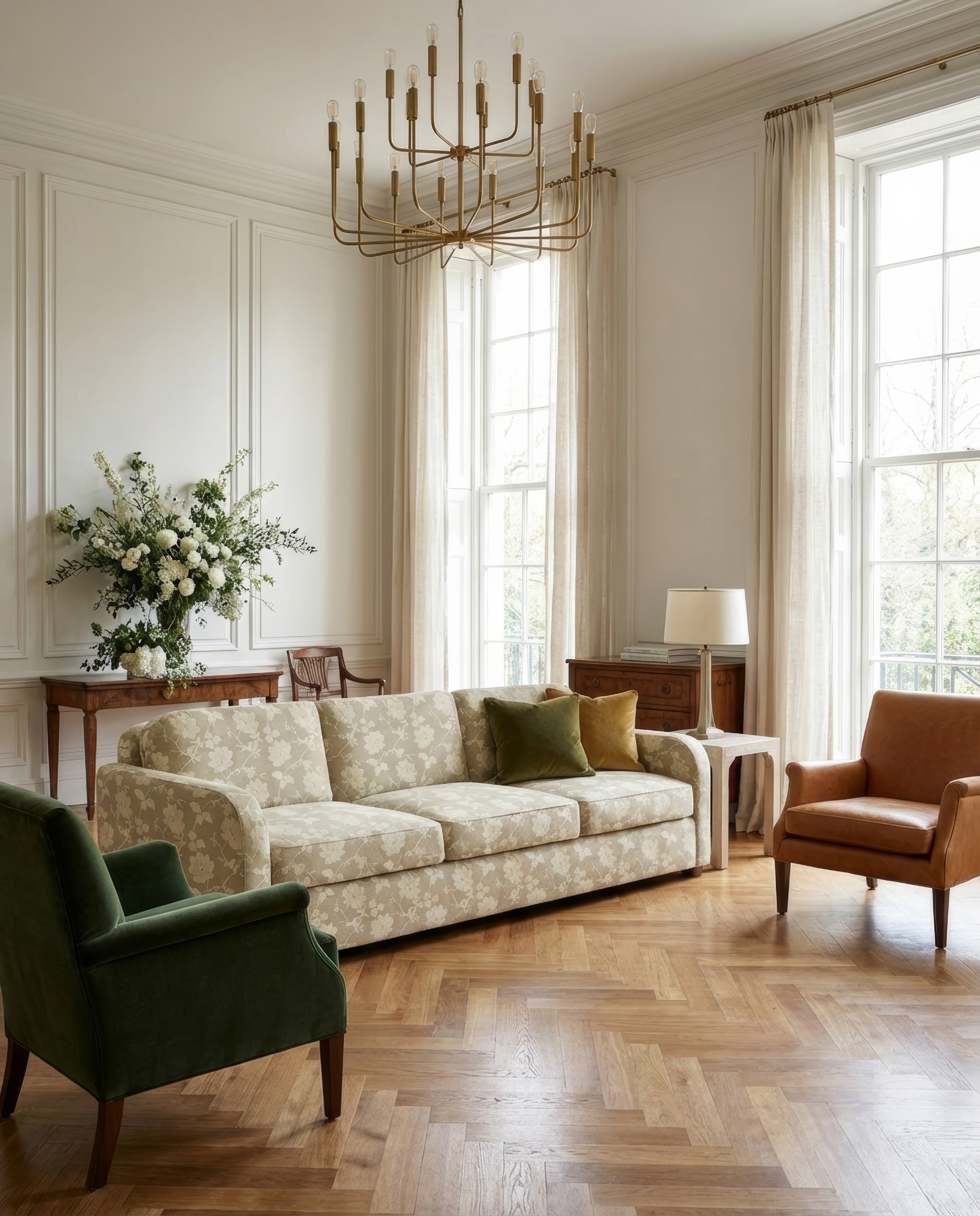 90” Florence Arched Floral Sofa