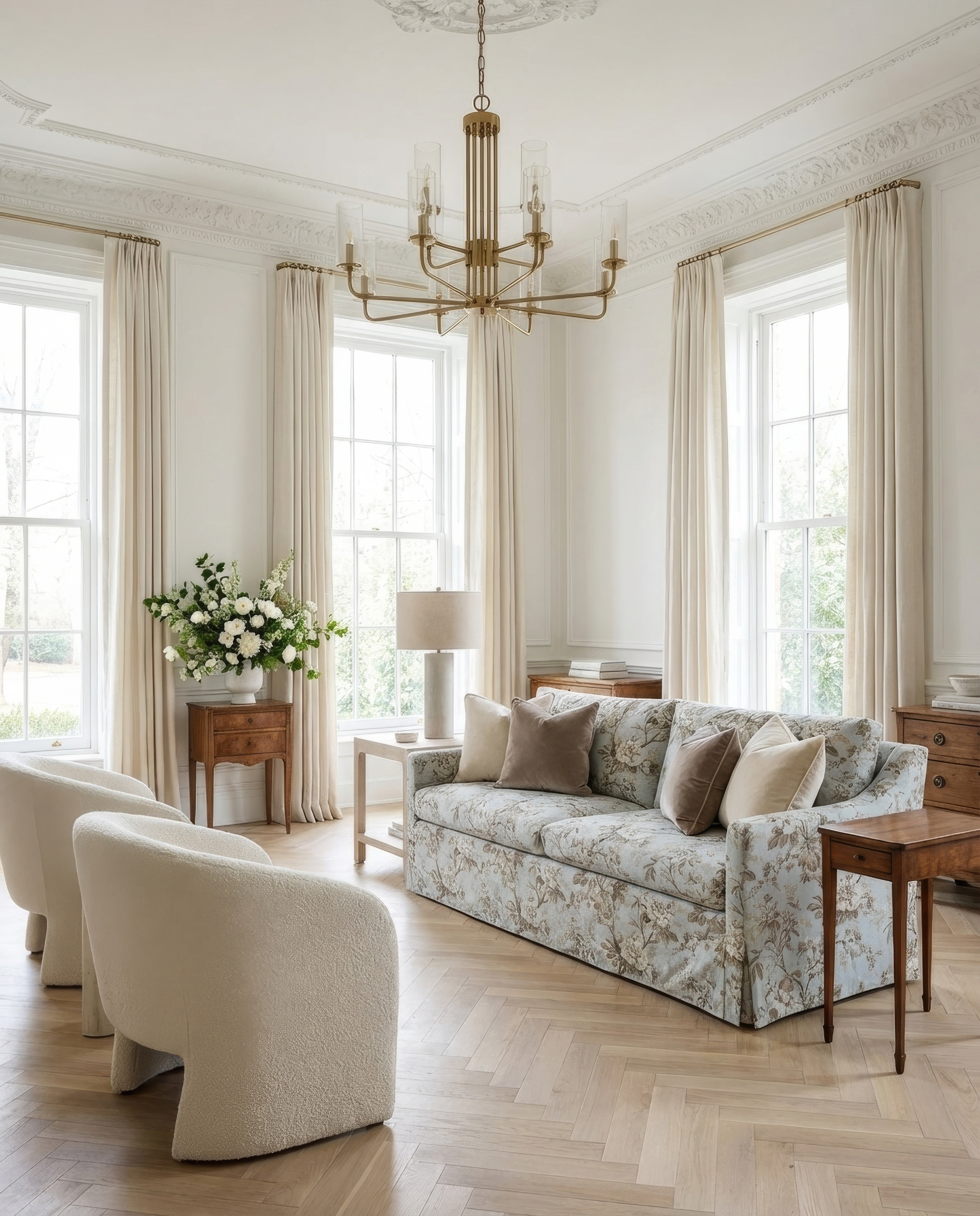 90” Ravello Floral Sofa With Skirt