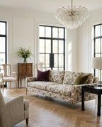 90" Granada Floral Sofa With Brass Legs