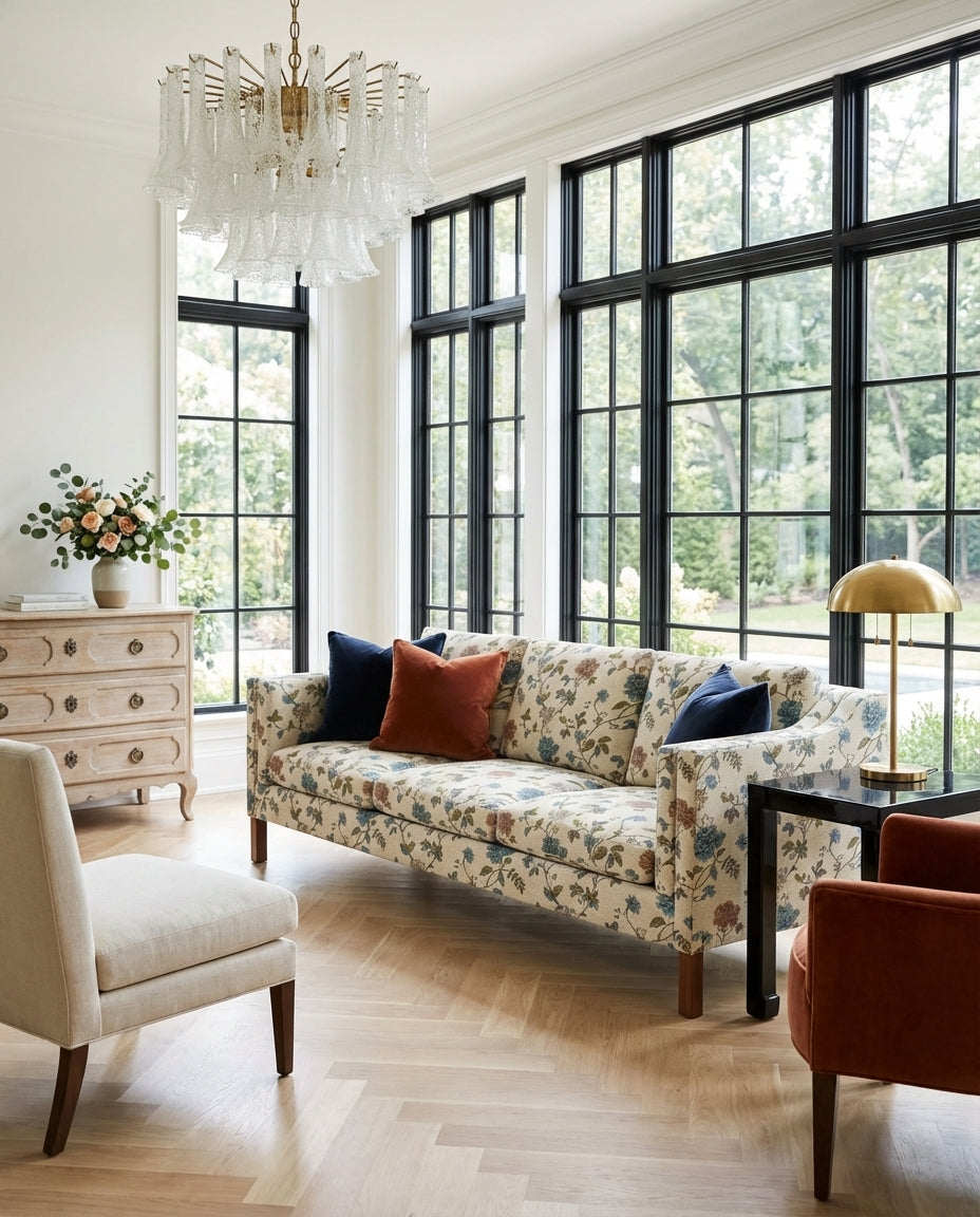 90” Giverny Slope-Arm Floral Sofa