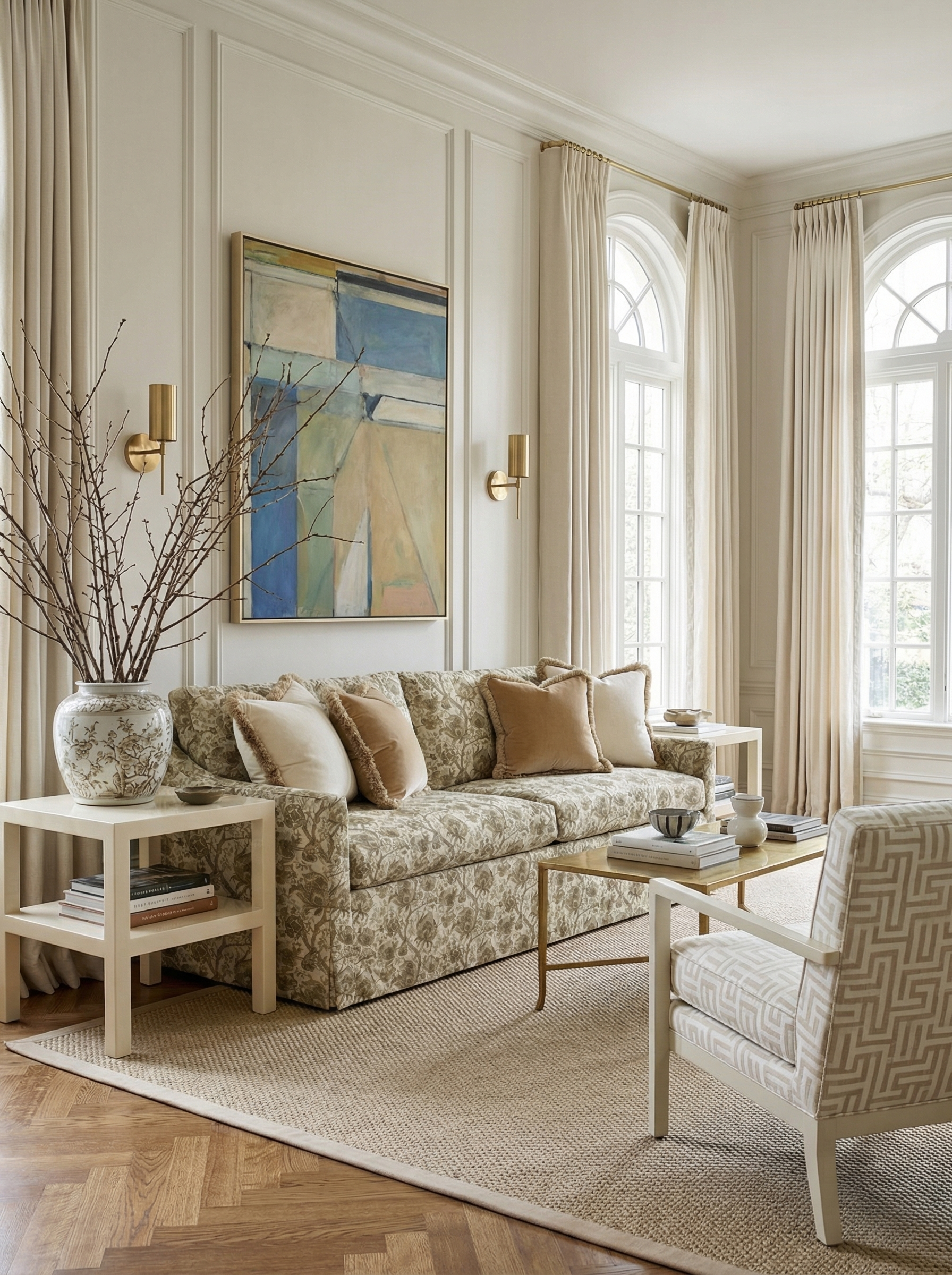 90” Ravello Floral Sofa With Skirt